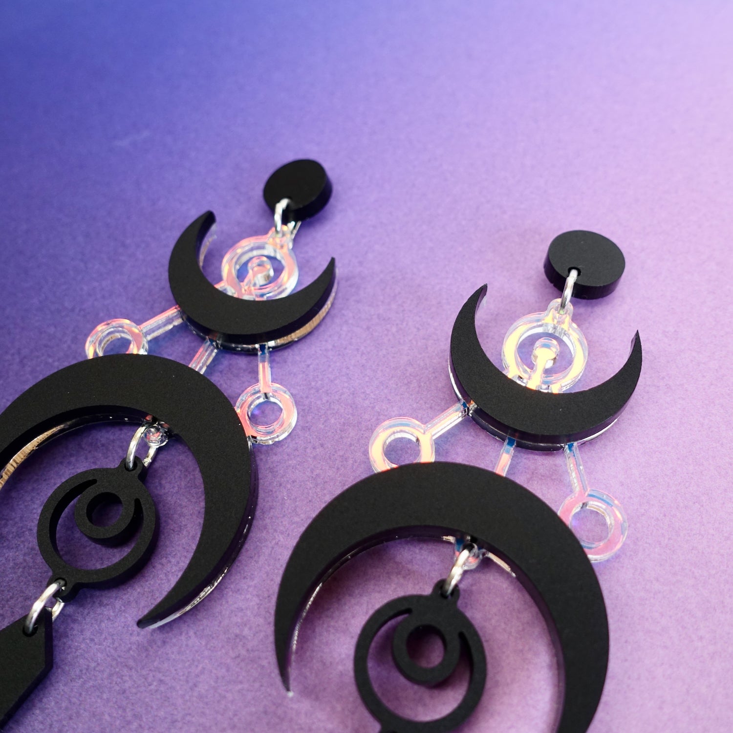 Black Crescent Moon Statement Earrings