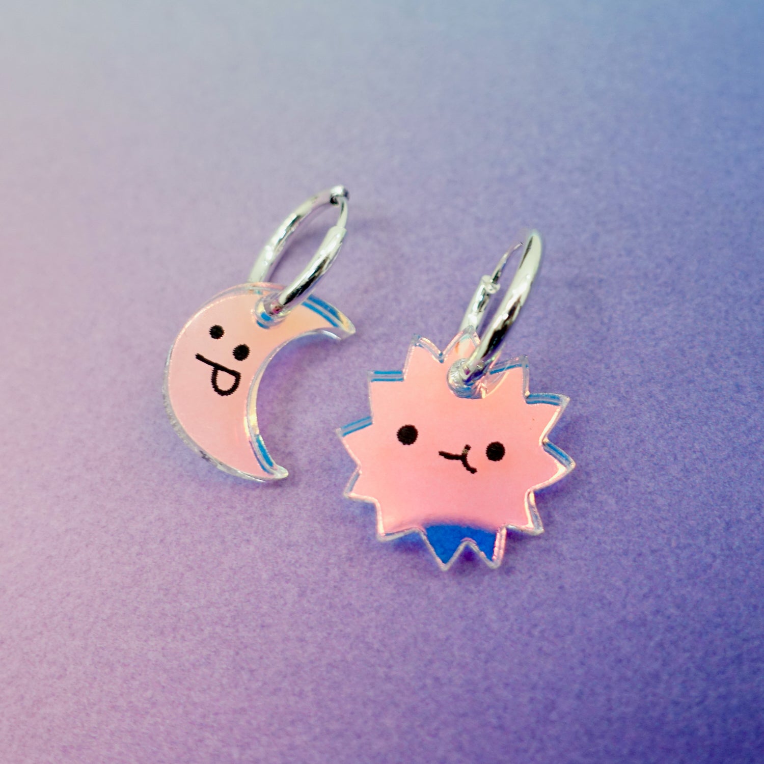 Holographic funny face moon and sun