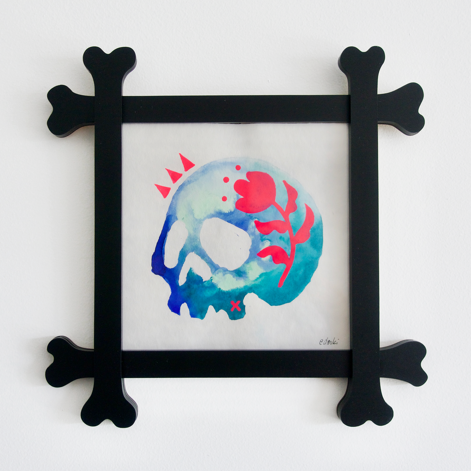 pastel neon skull painting