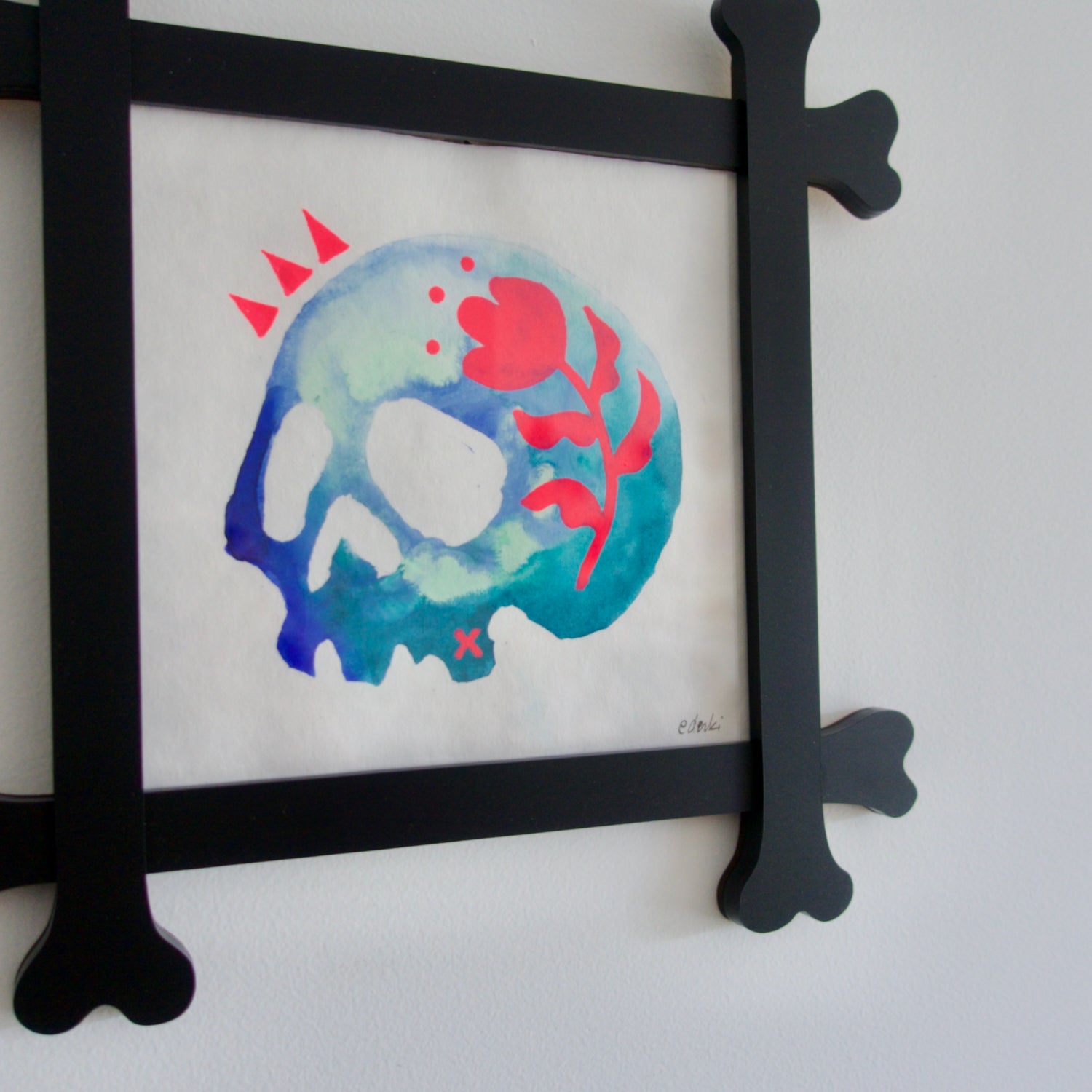 pastel neon skull painting