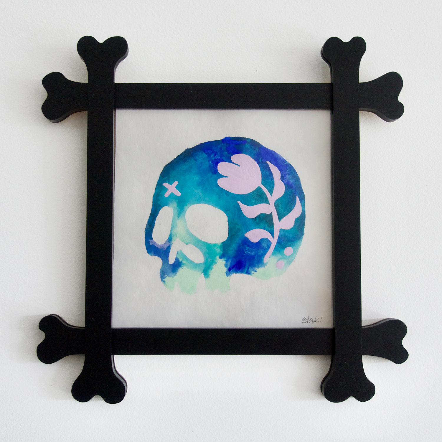 pastel floral skull painting
