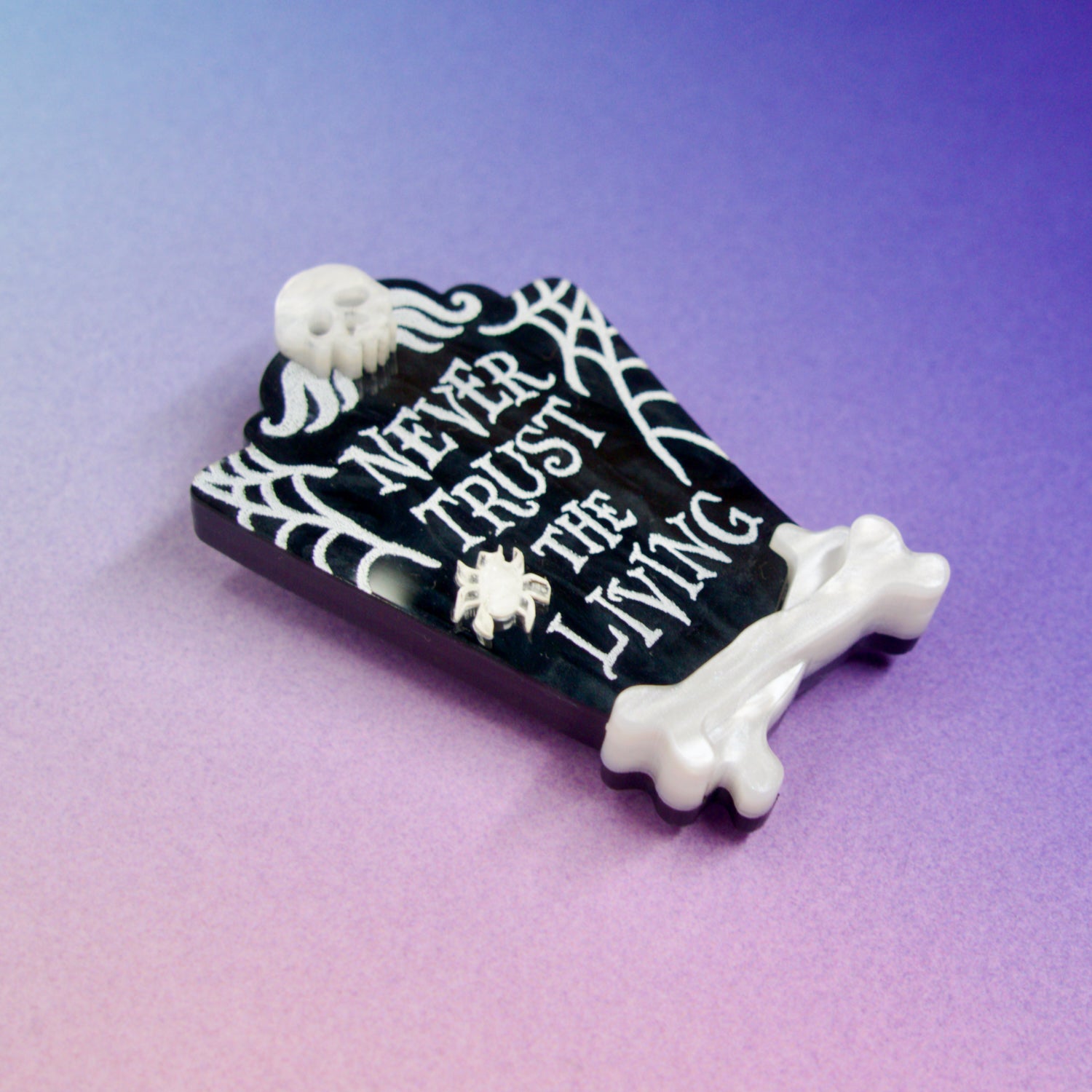 Gothic B&W Tombstone Brooch Jewellery