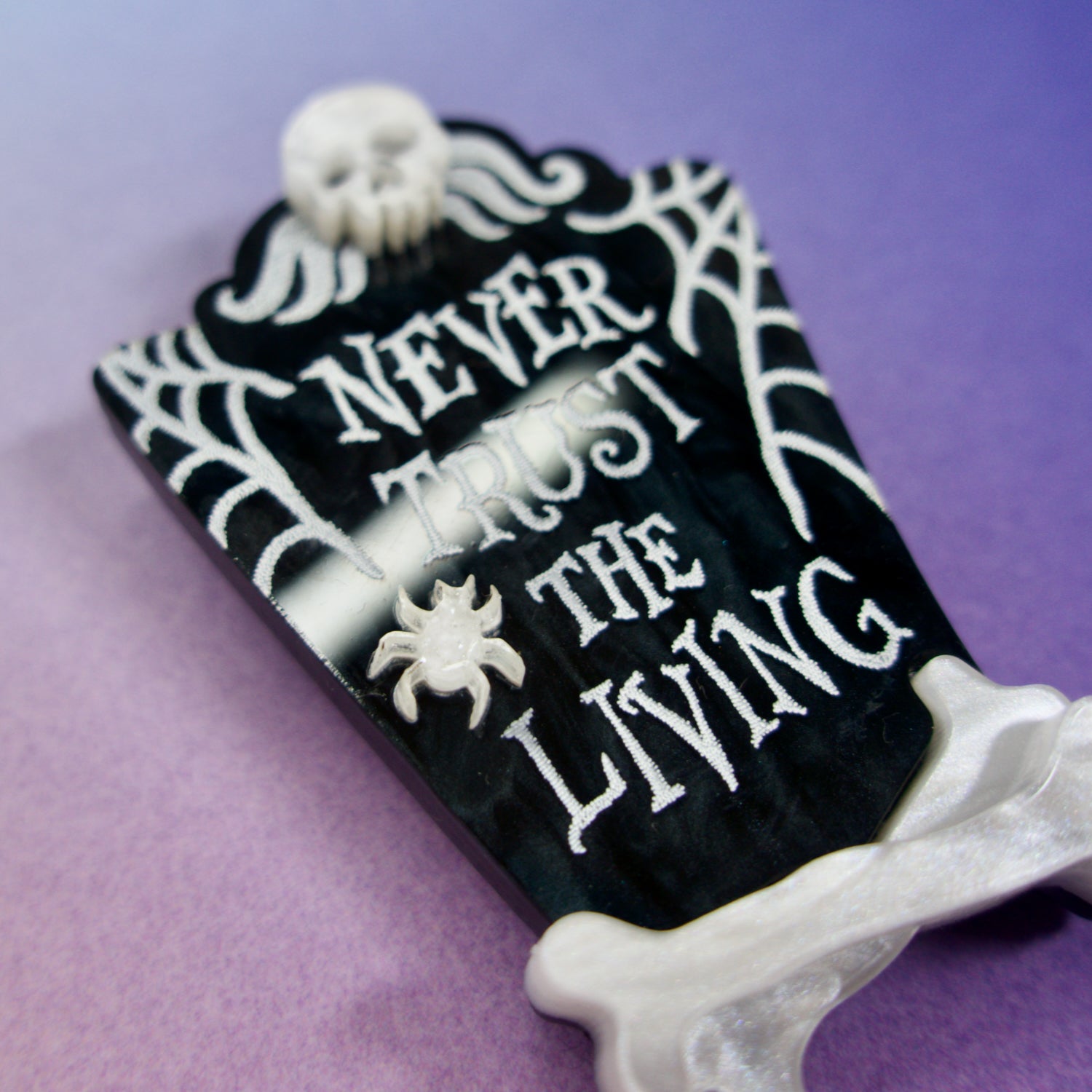 Gothic B&W Tombstone Brooch Jewellery