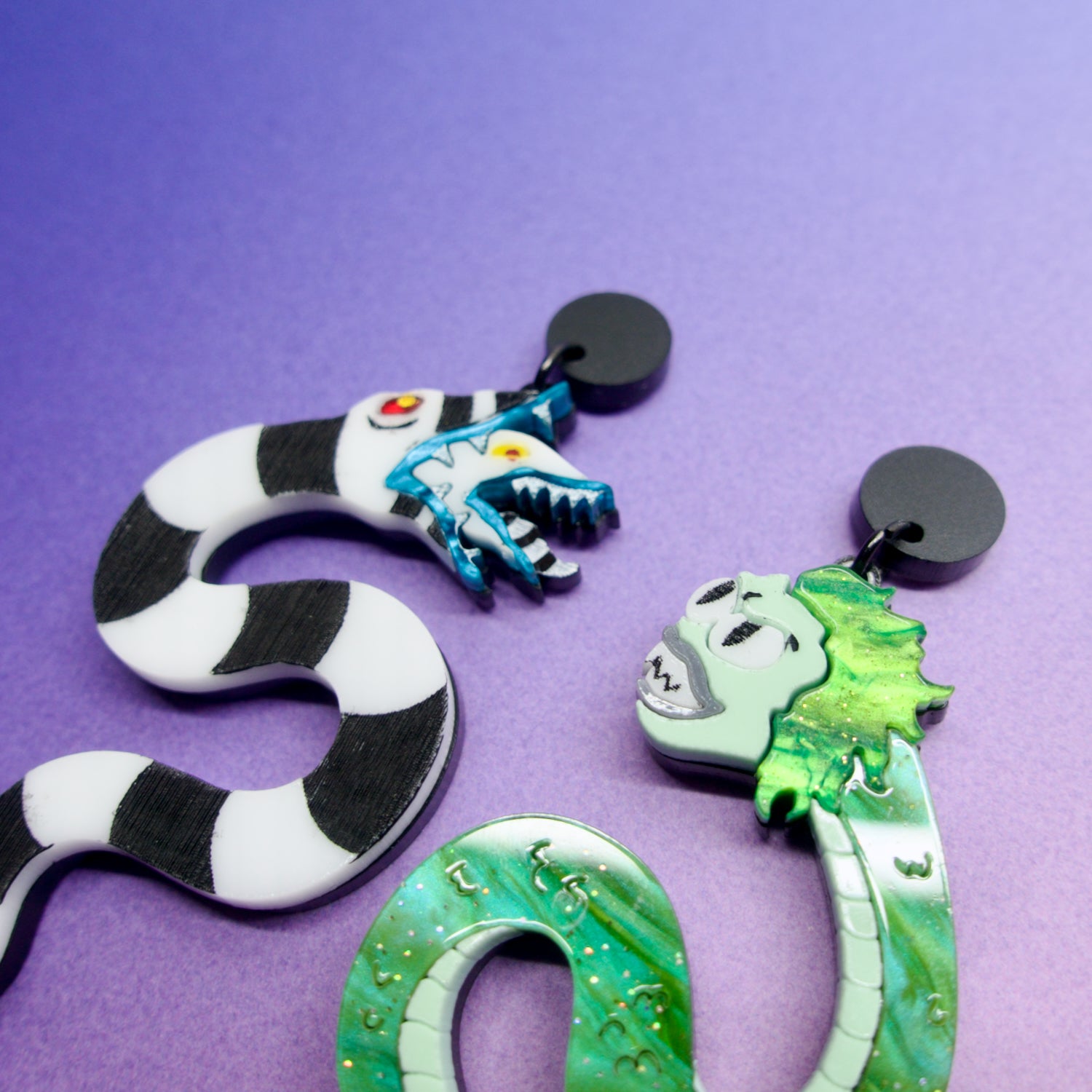 Sandworm and Beetlejuice Snake Earrings