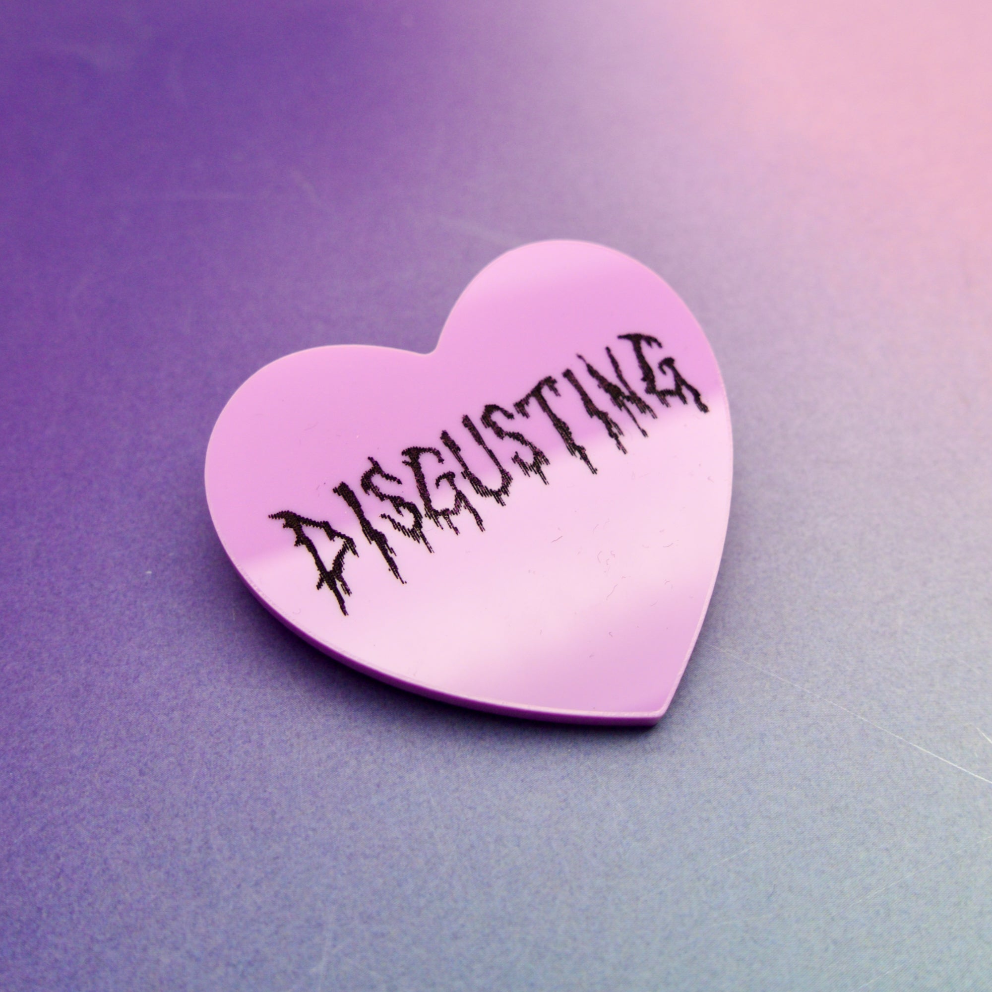 DISGUSTING Candy Heart Brooch in Pink