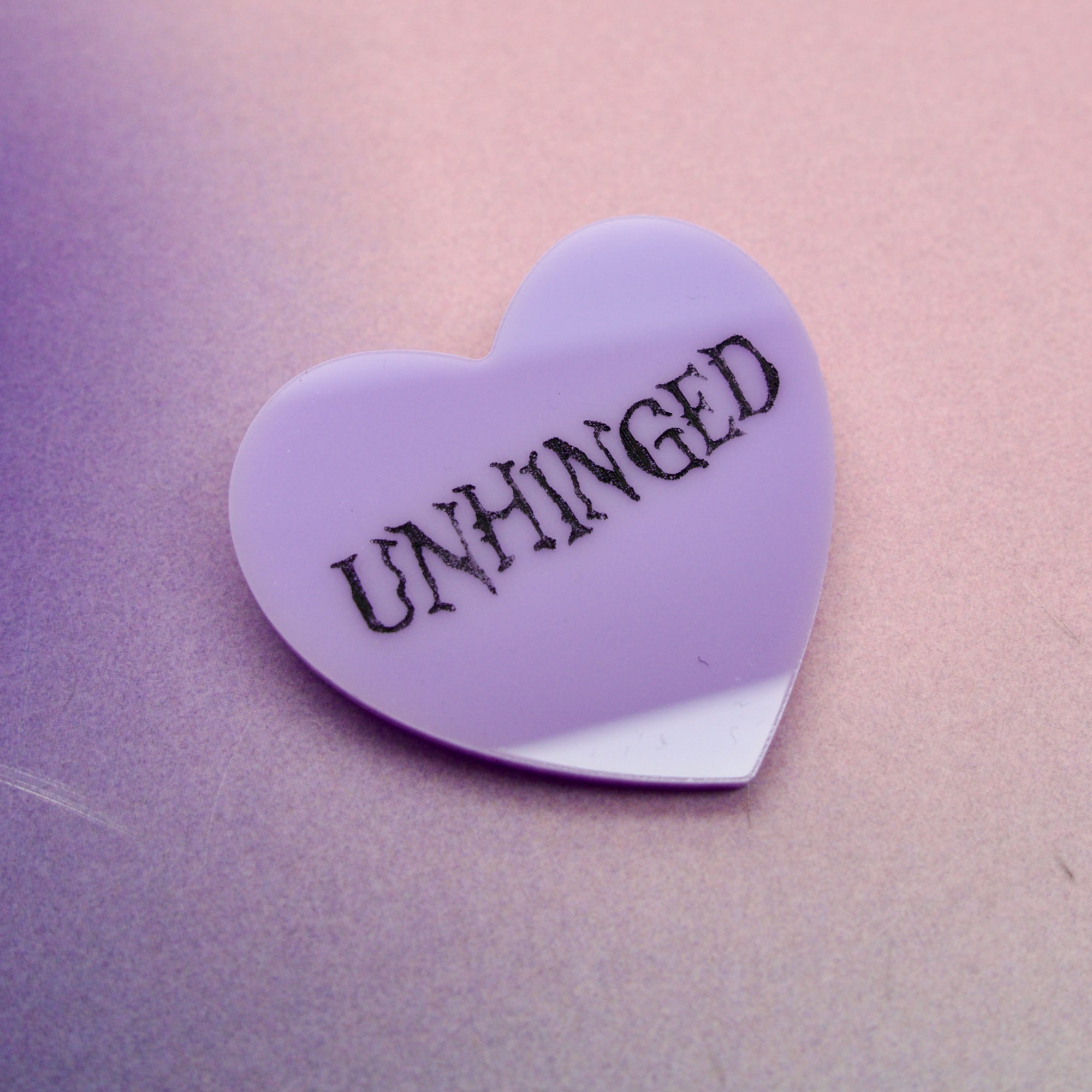 UNHINGED Candy Heart Brooch in Lavender