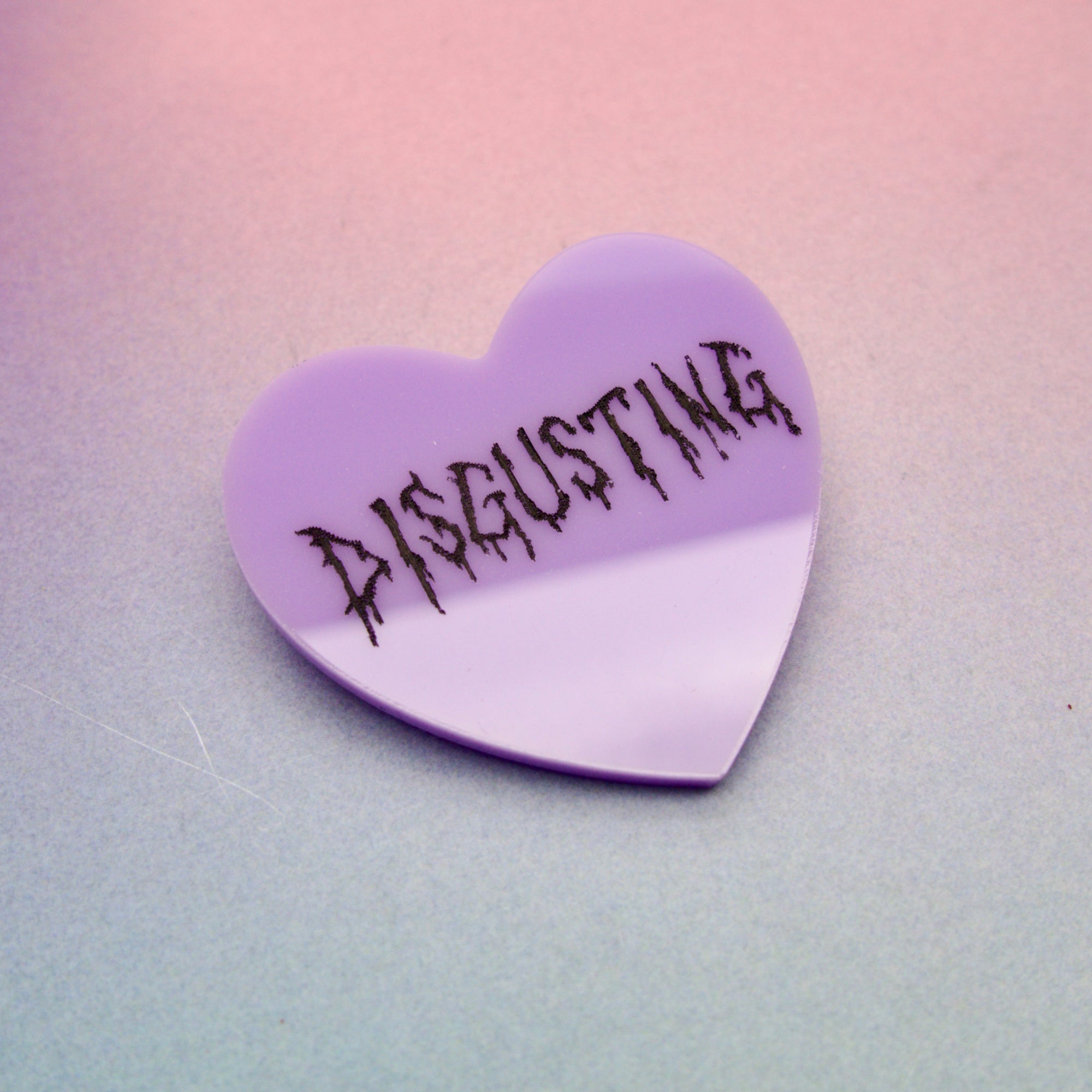 DISGUSTING Candy Heart Brooch in Lavender