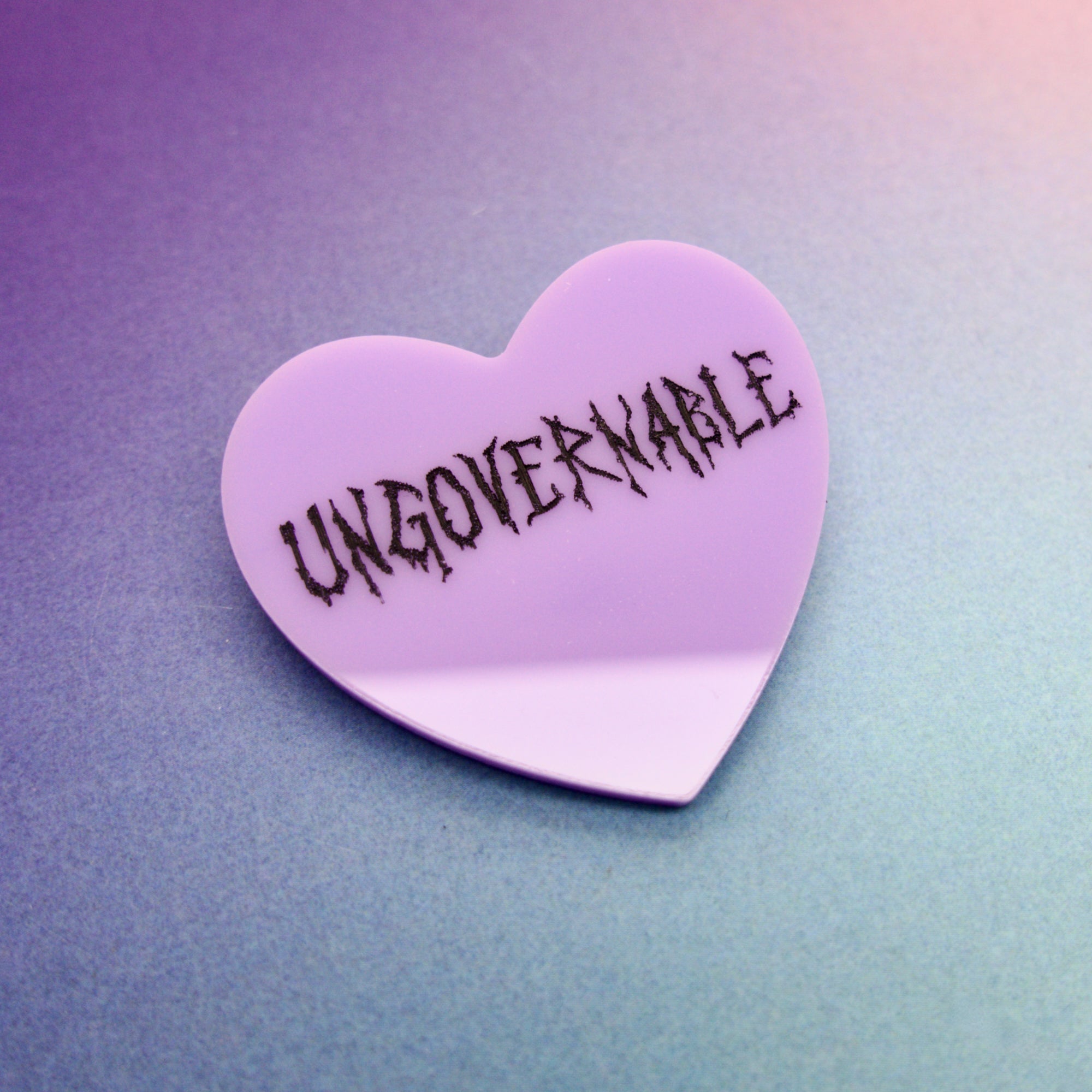 UNGOVERNABLE Candy Heart Brooch in Lavender