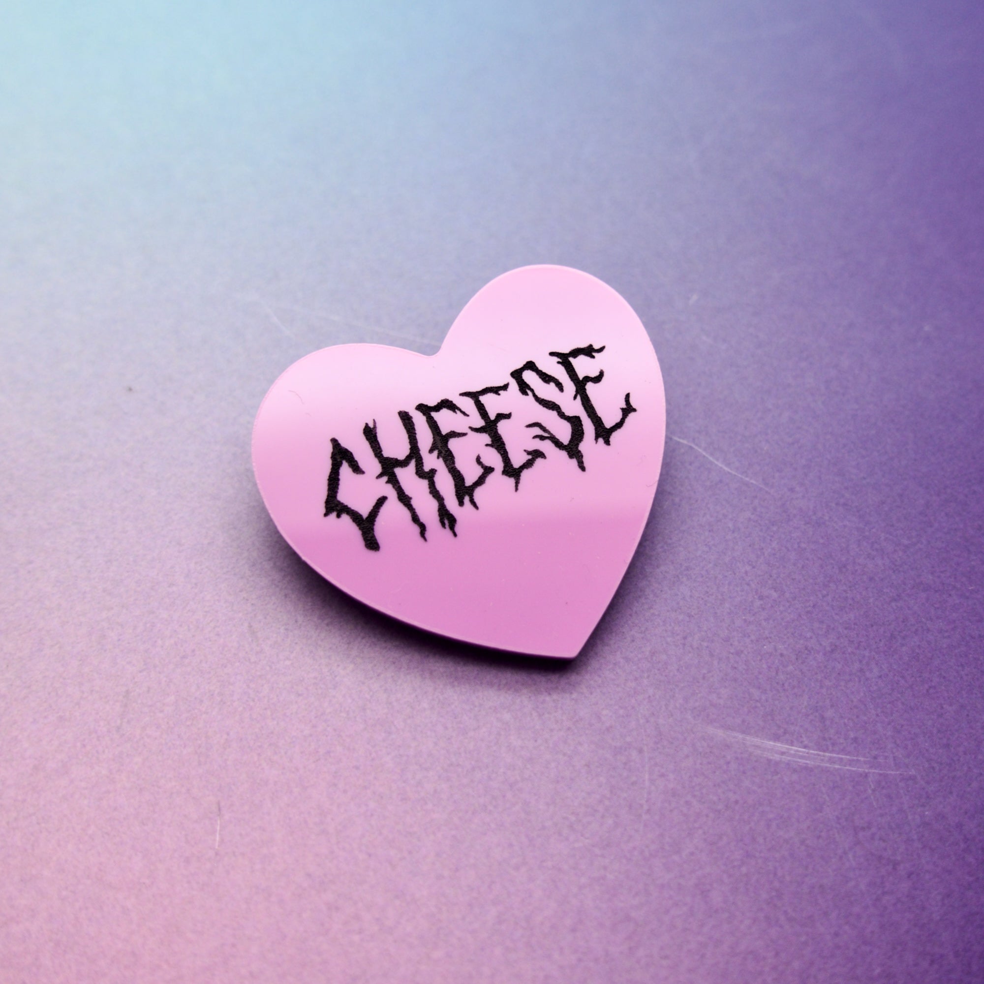 CHEESE Candy Heart Brooch in Pink