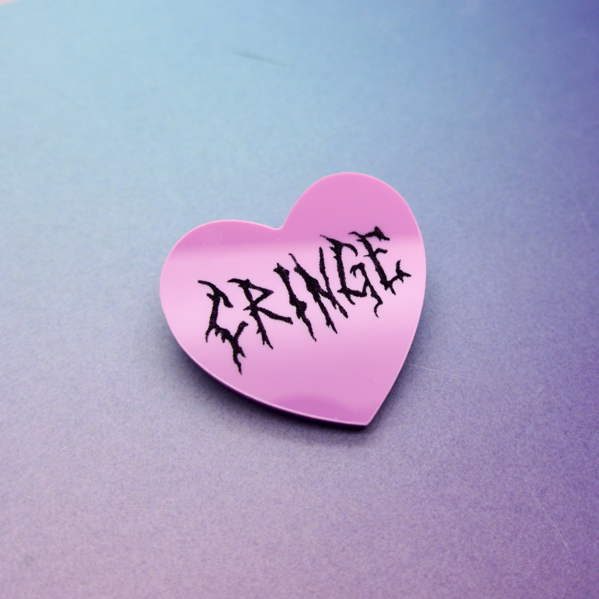 CRINGE Candy Heart Brooch in Pink