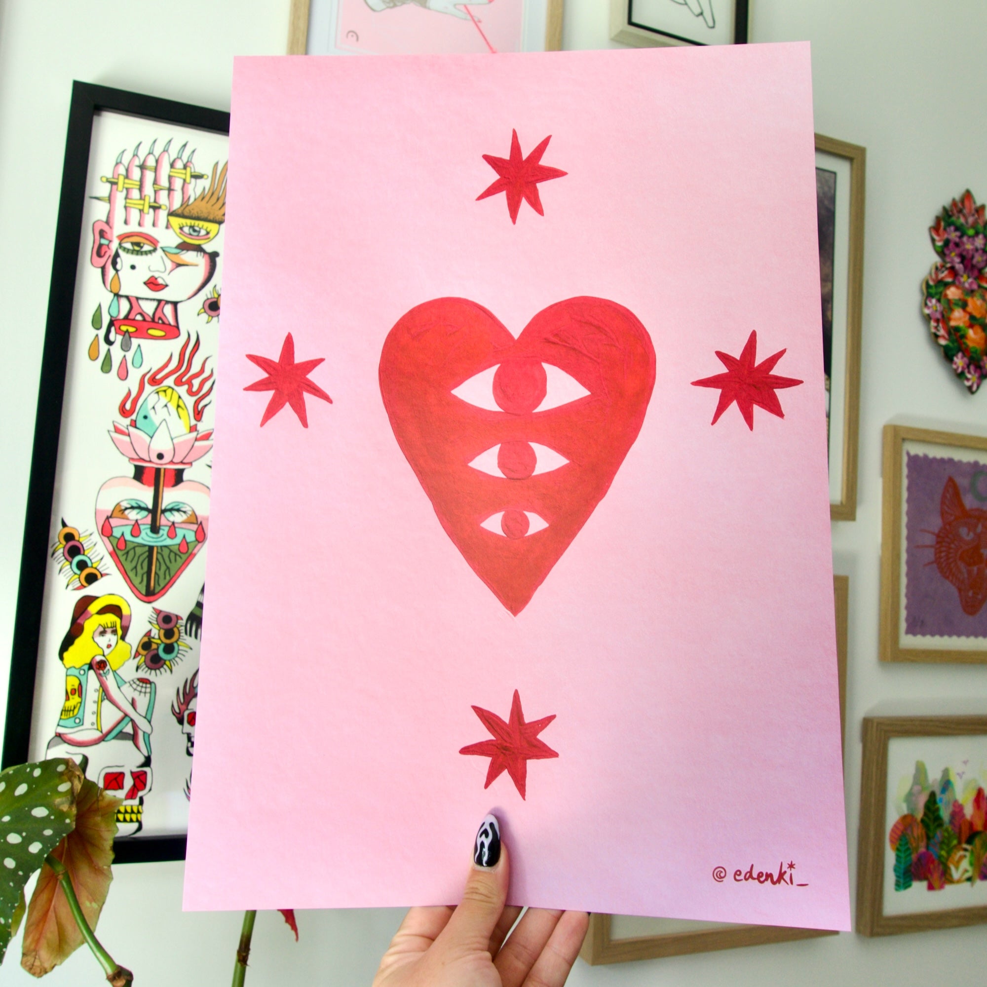 Red and Pink Mystic Heart - A3 Print