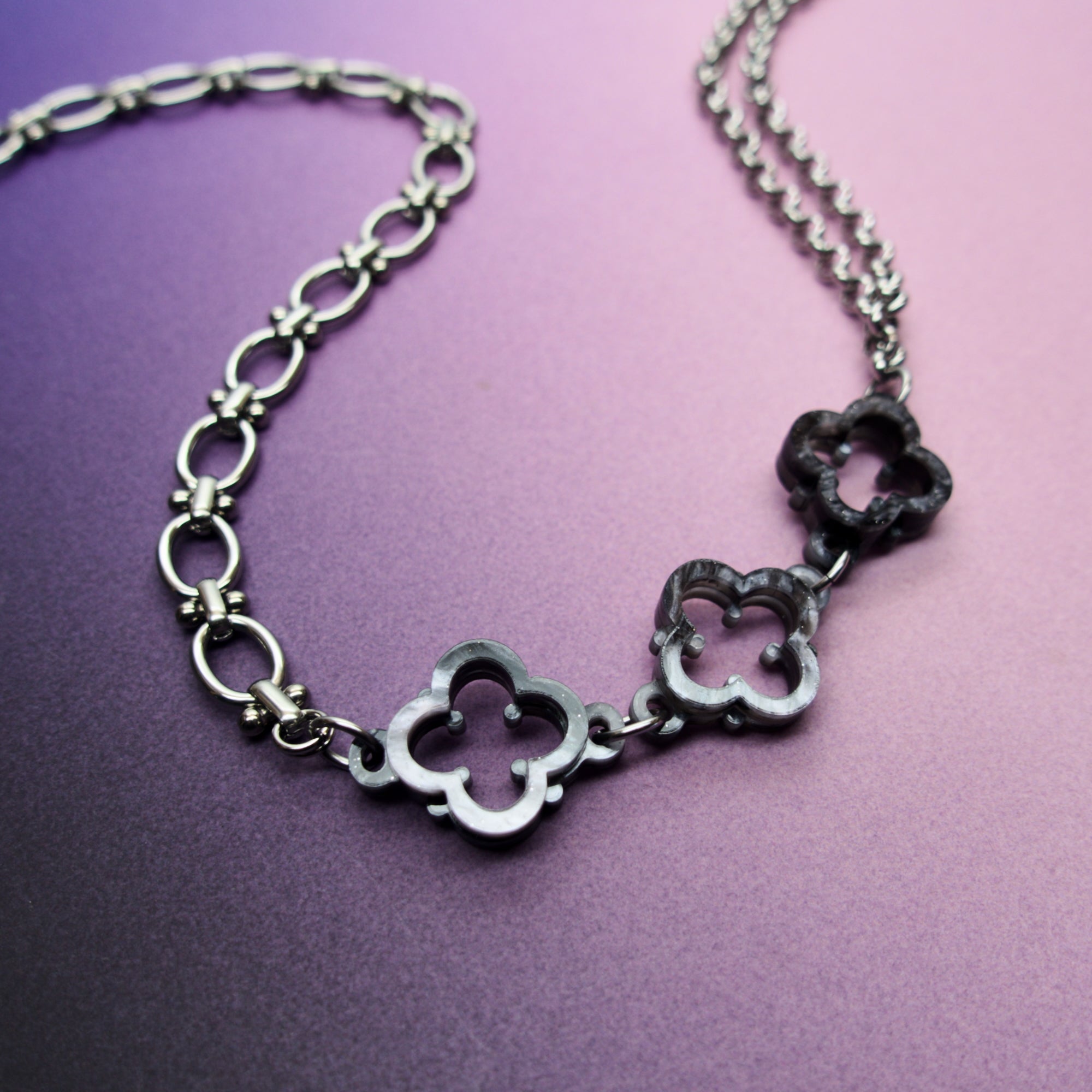 Quatrefoil Cathedral Necklace with Mismatched Chain