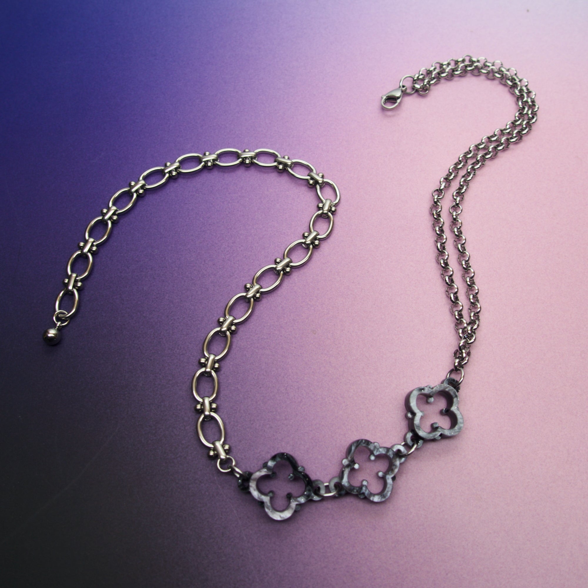 Quatrefoil Cathedral Necklace with Mismatched Chain