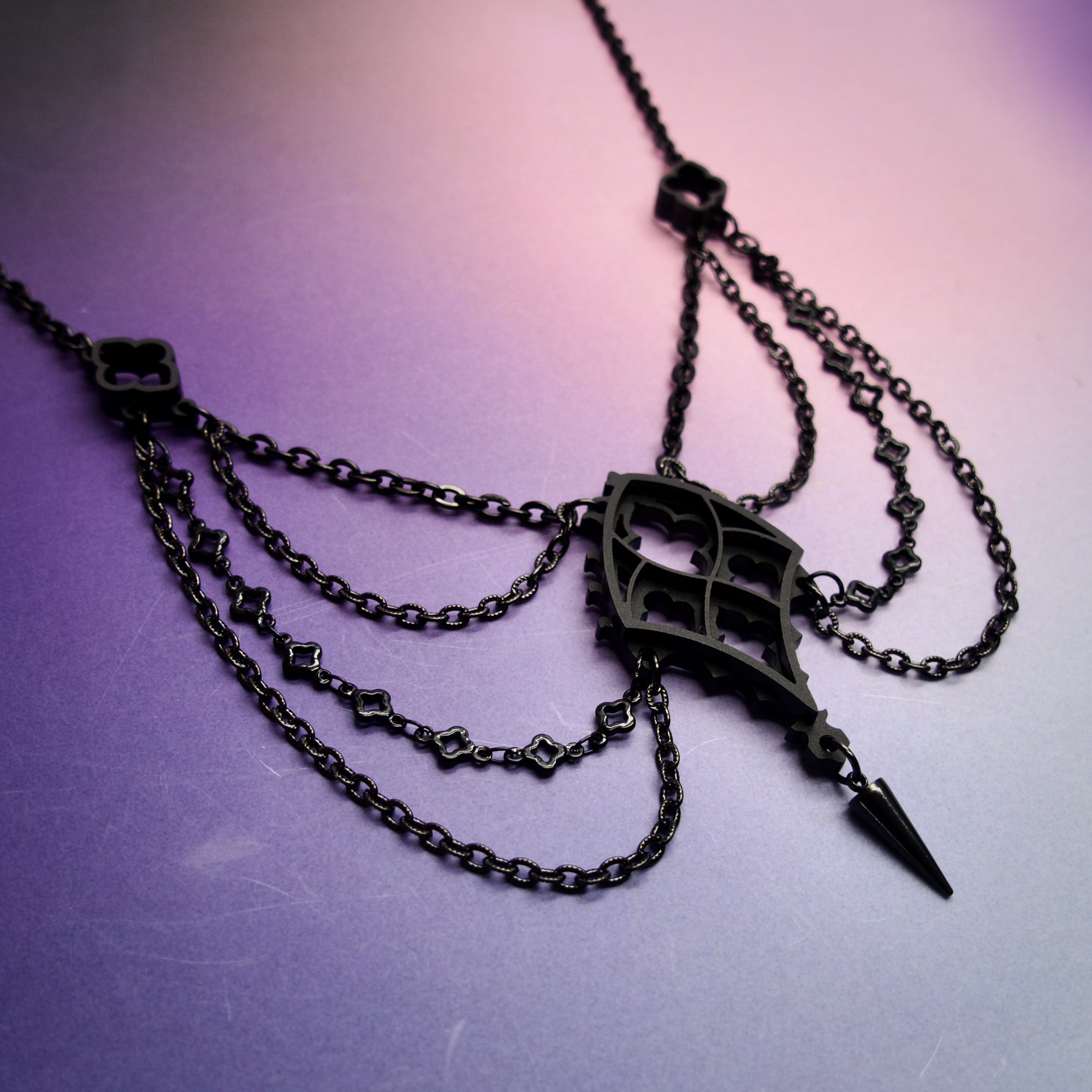 Shadow Sanctum Gothic Cathedral Layered Chain Necklace