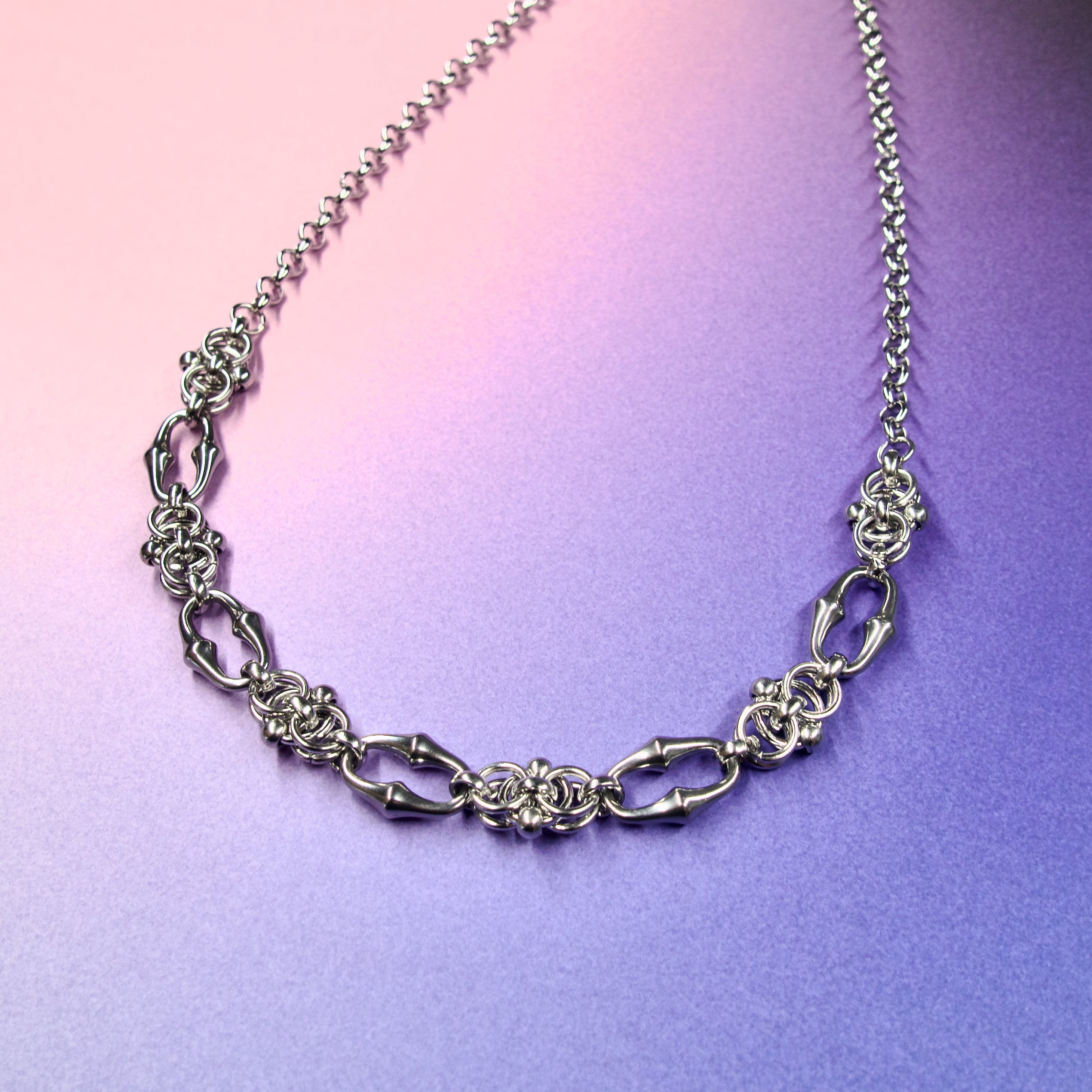 Aela Stainless Steel Chain Necklace - Silver