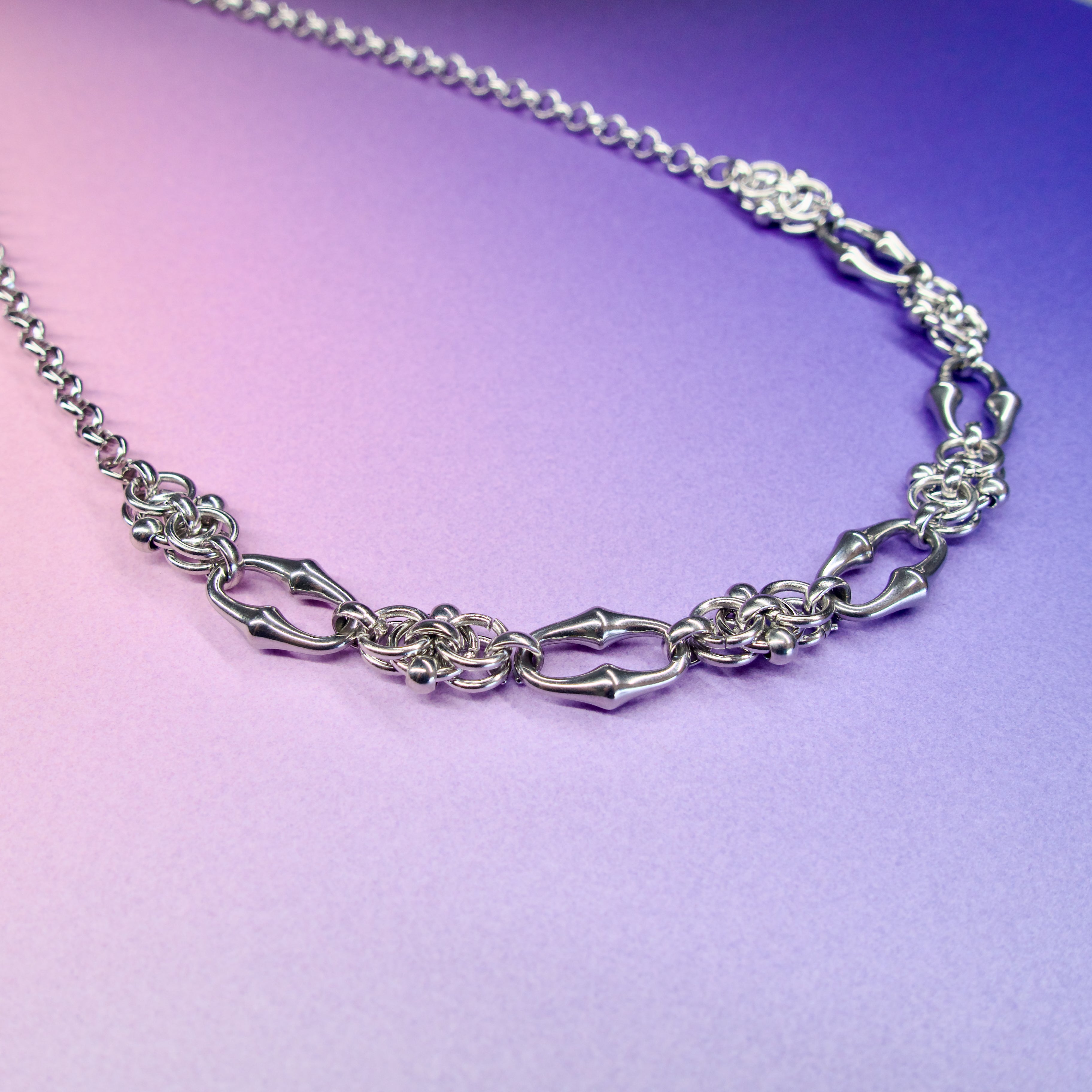 Aela Stainless Steel Chain Necklace - Silver