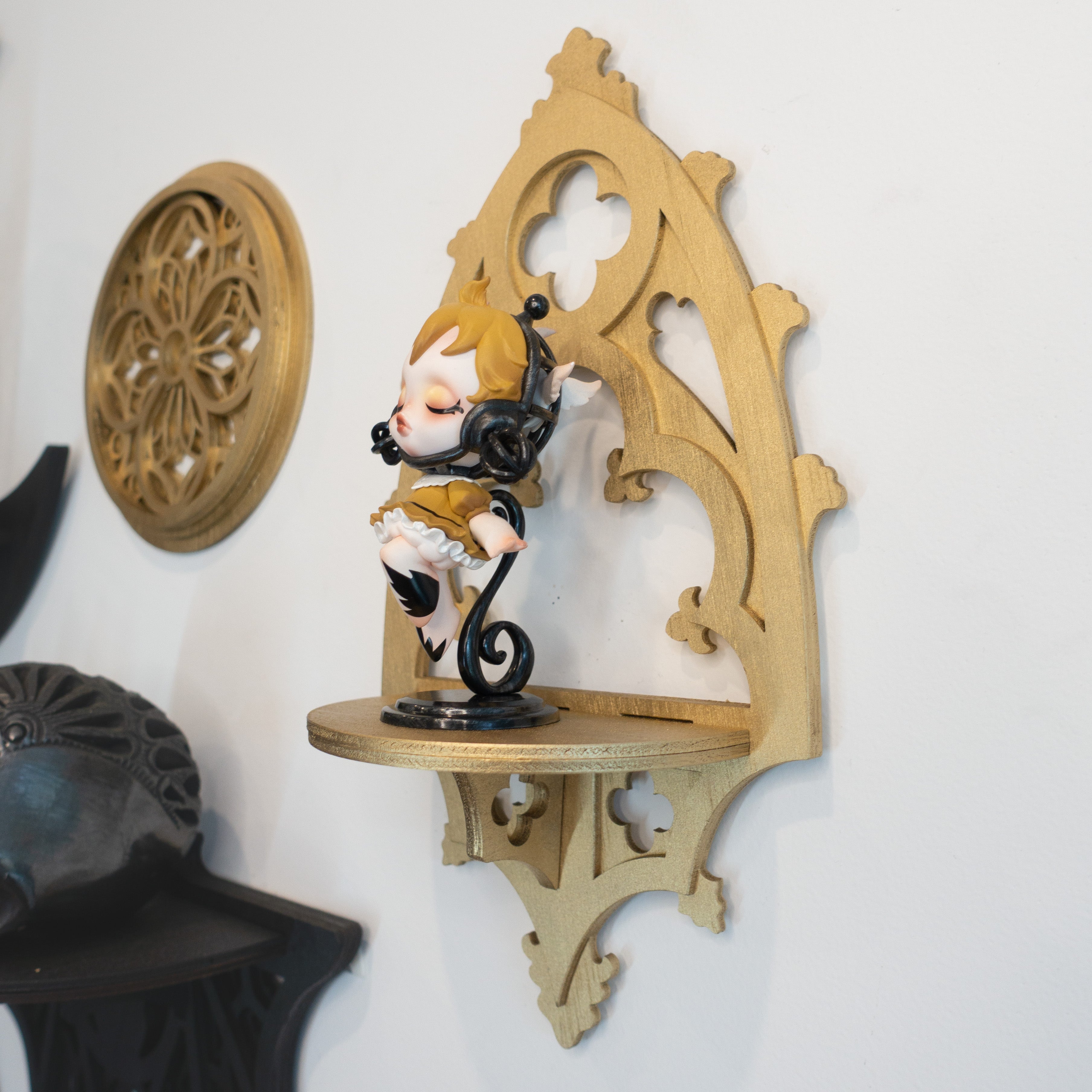 Gold Mini Gothic Cathedral Arch Wall Shelf