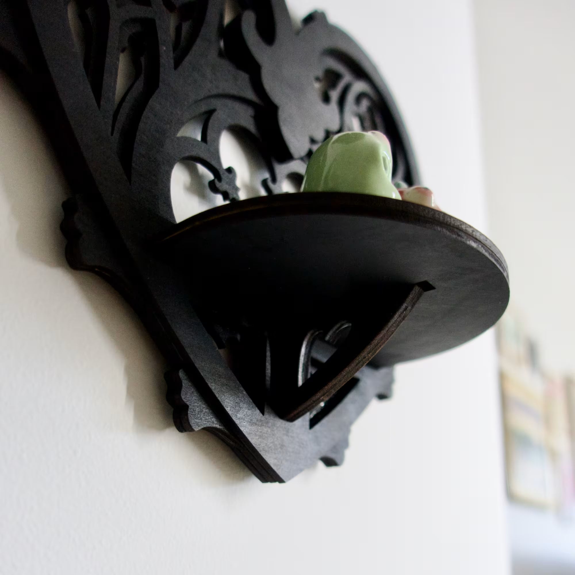 Small gothic heart trinket shelf — dark romance decor for displaying keepsakes or curiosities.