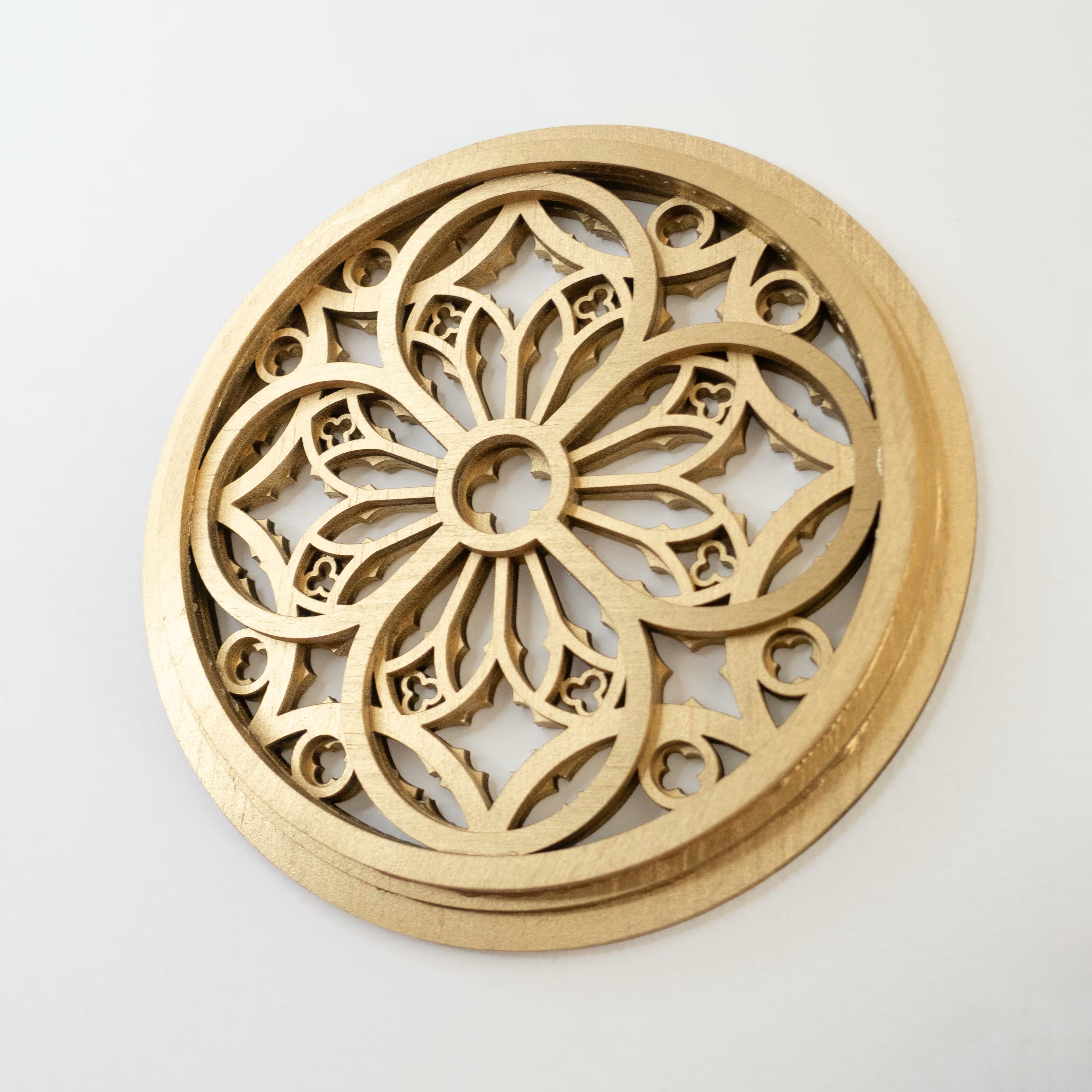 Gold Gothic Cathedral Rose Window Wall Hanging