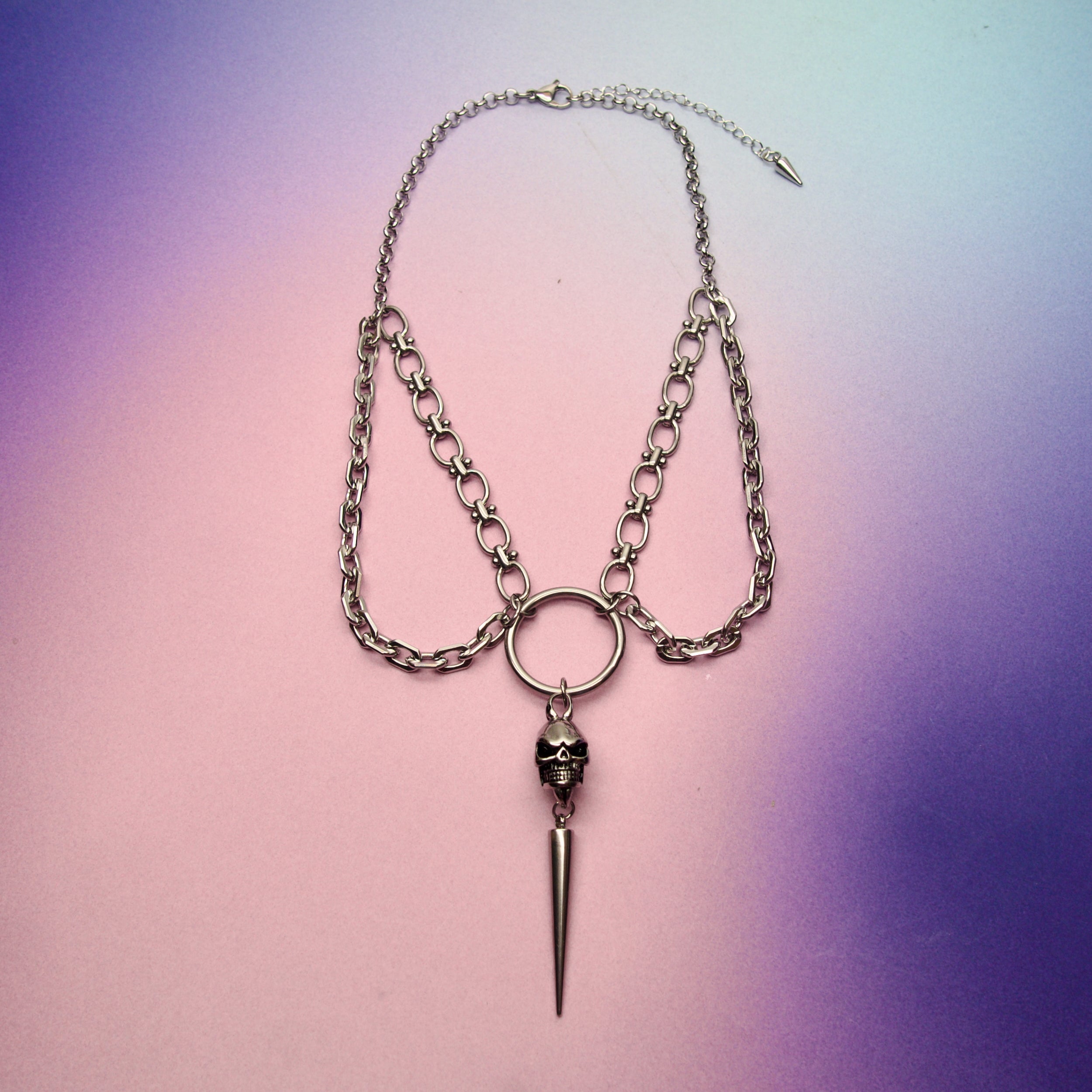 Steel Skull & Chain Necklace