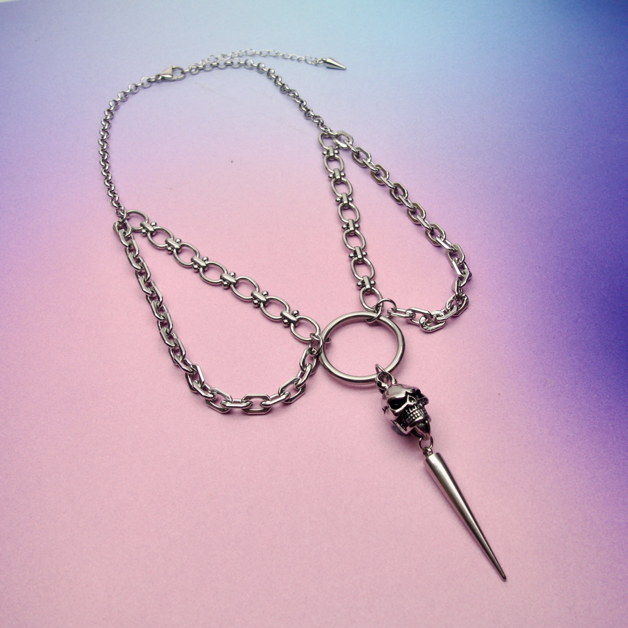 Steel Skull & Chain Necklace