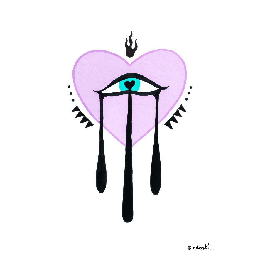 Crying Pastel Heart - A3 Print