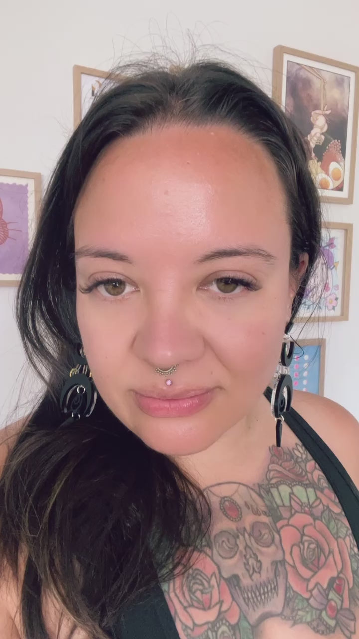 Dark Crescent Moon Statement Earrings