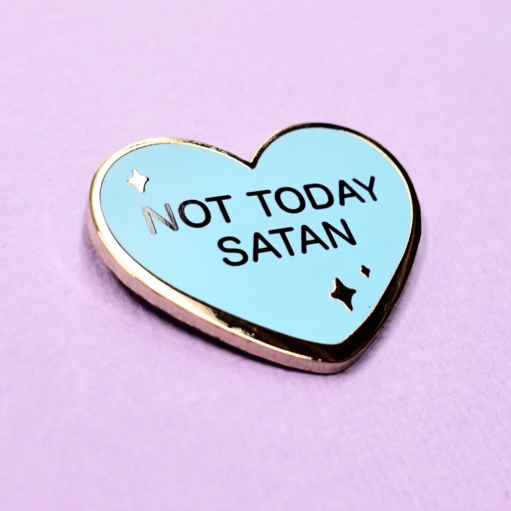 Candy Heart Enamel Pin - Not Today Satan - edenki