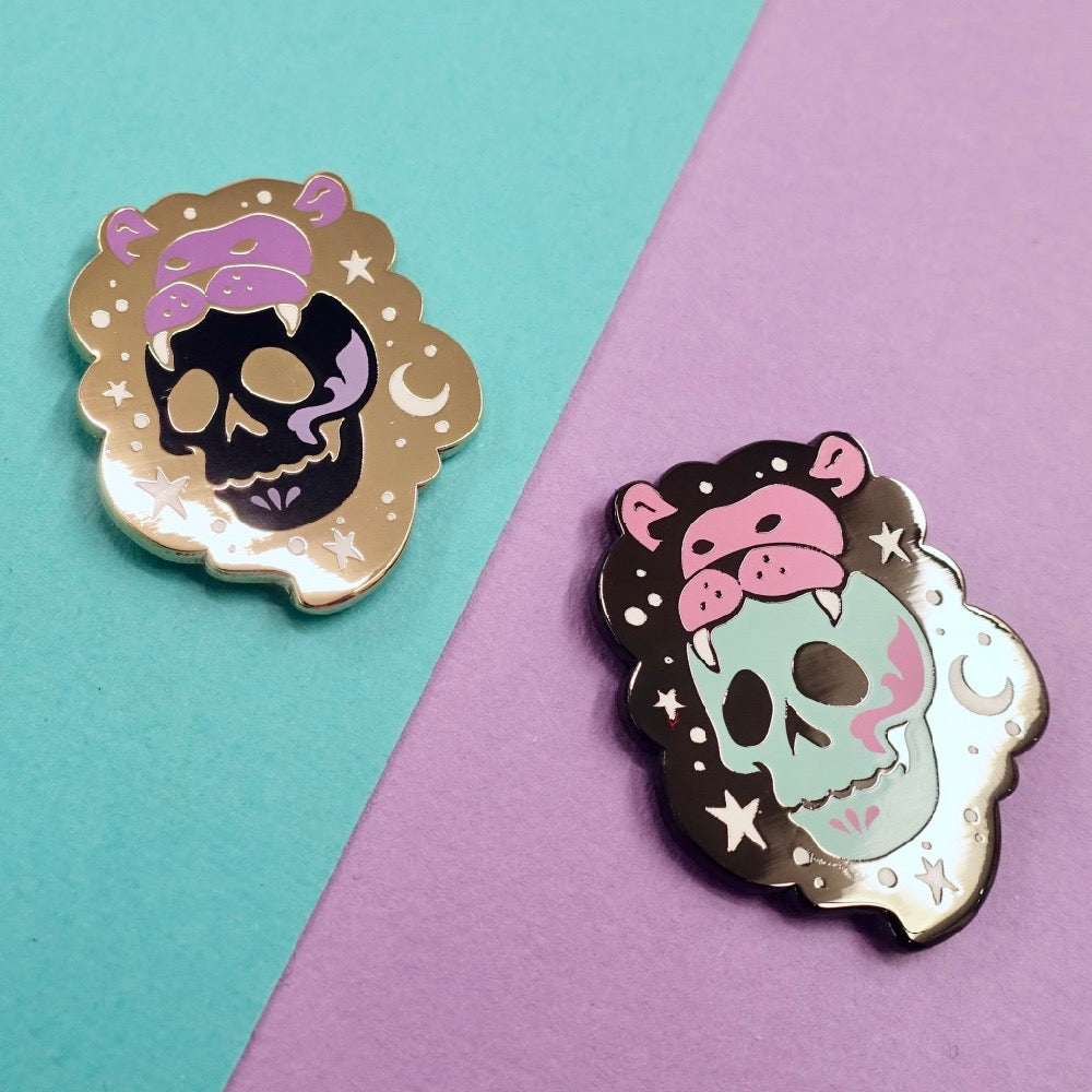 Skull Zodiac Enamel Pin - Leo - edenki