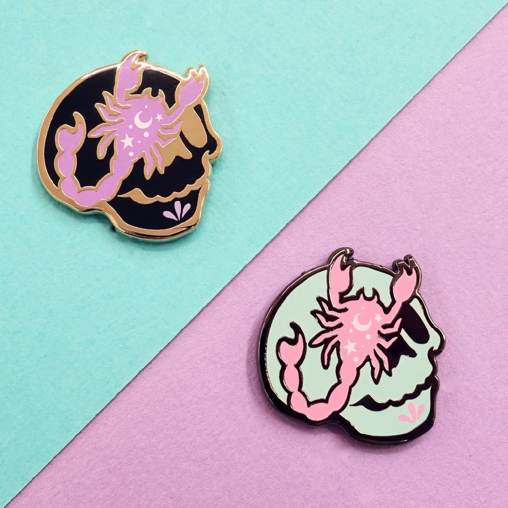 Skull Zodiac Enamel Pin - Scorpio - edenki