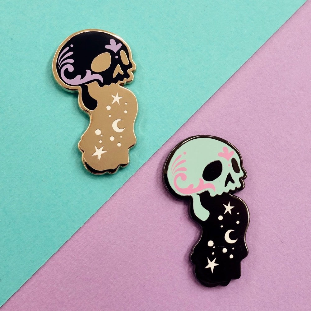 Skull Zodiac Enamel Pin - Aquarius - edenki