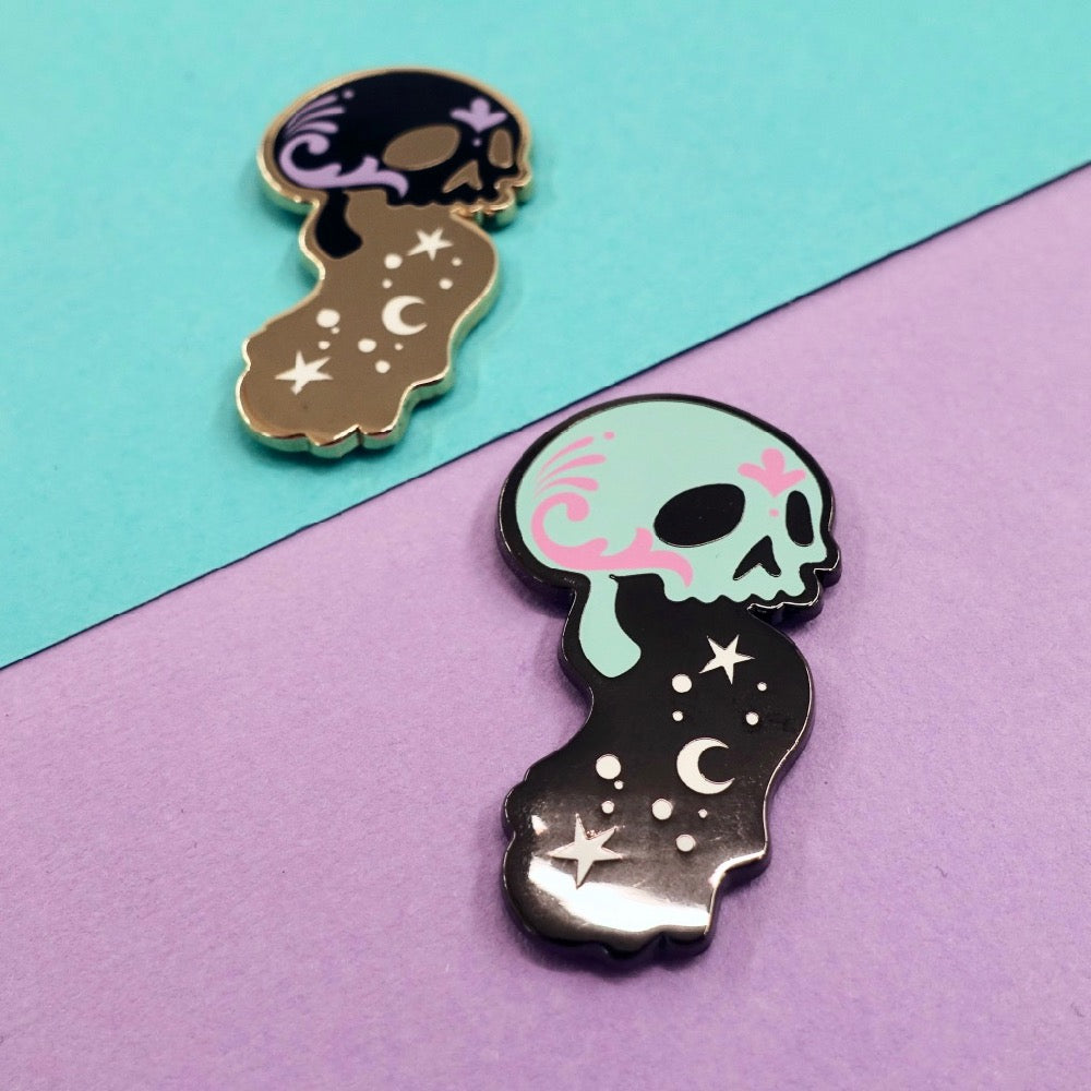 Skull Zodiac Enamel Pin - Aquarius - edenki