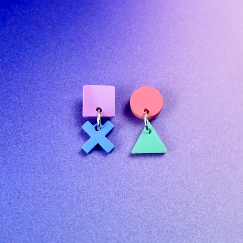 Pastel Playstation Button Stud Earrings - edenki