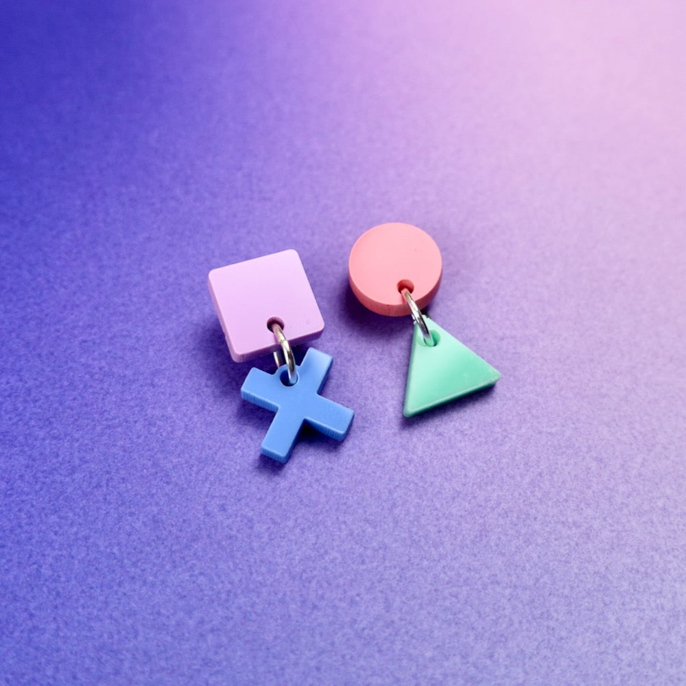 Pastel Playstation Button Stud Earrings - edenki
