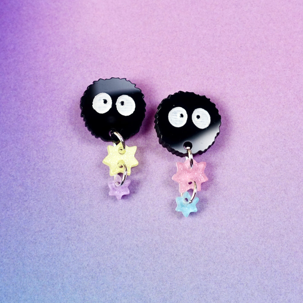 Cute pastel soot sprite stud earrings