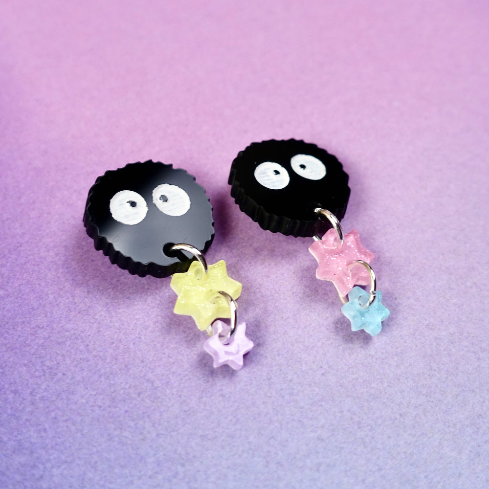 Cute pastel soot sprite stud earrings