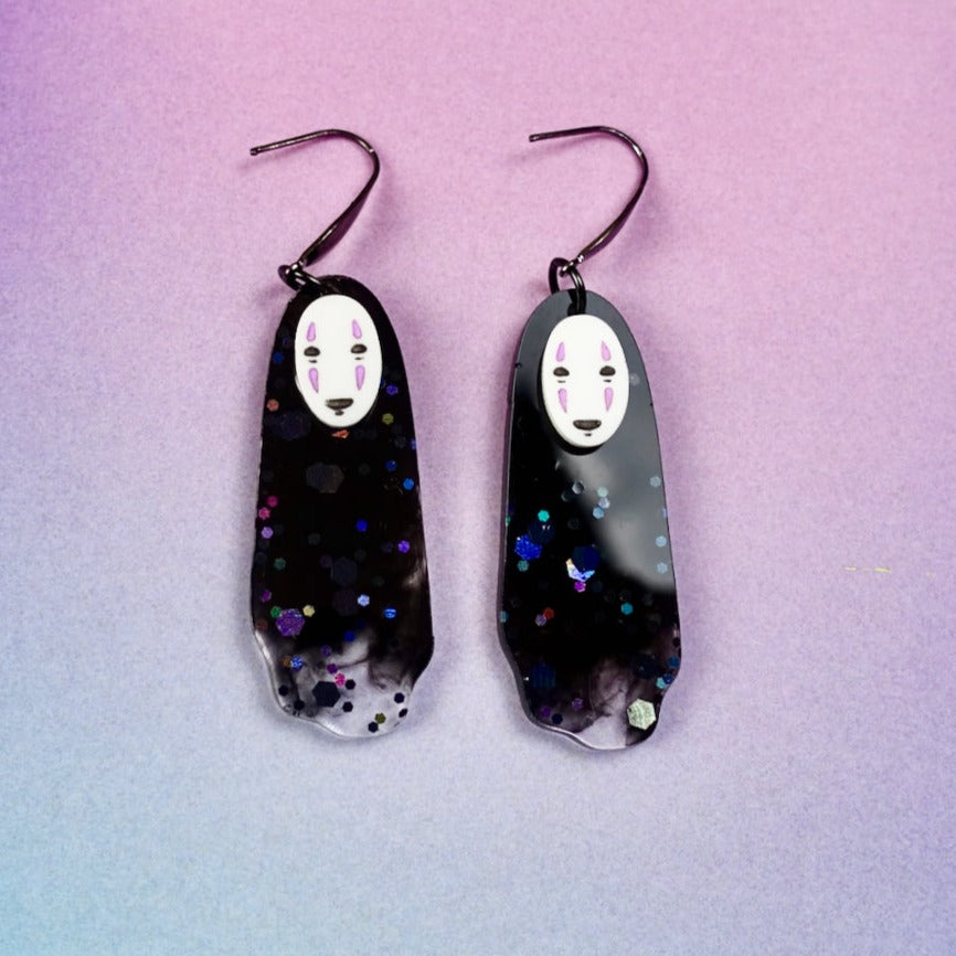 Ghibli No Face Resin Glitter Earrings