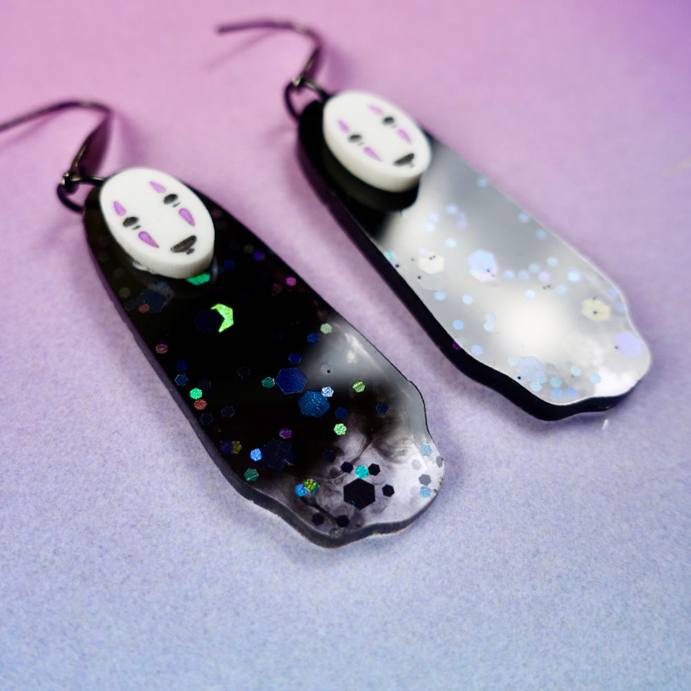 Ghibli No Face Resin Glitter Earrings