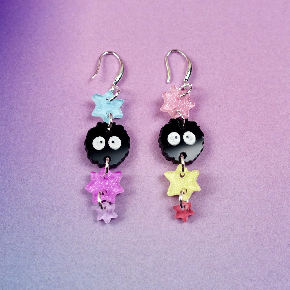 cute pastel soot sprite earrings