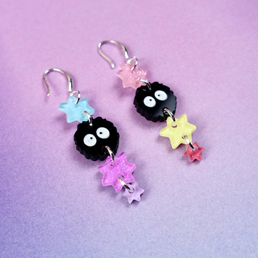 cute pastel soot sprite earrings