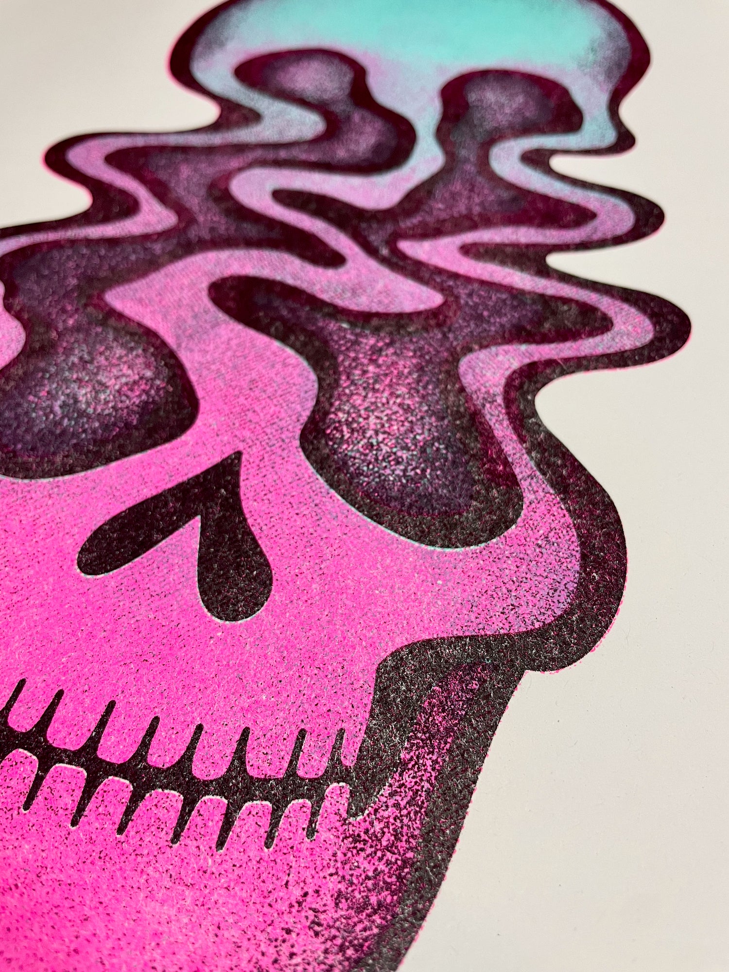 Psychedelic Skull A3 Risograph Print - edenki