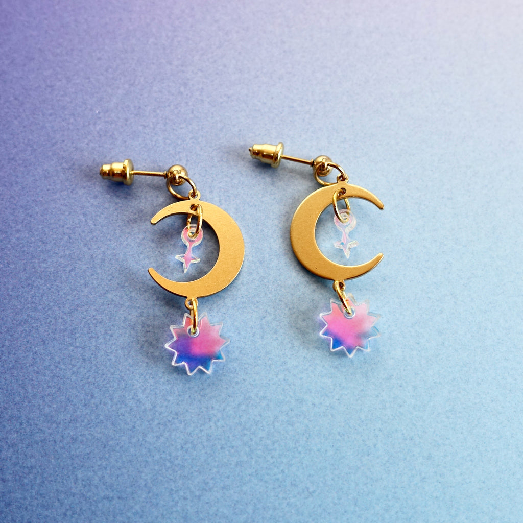 Amalthea Brass Moon Earrings
