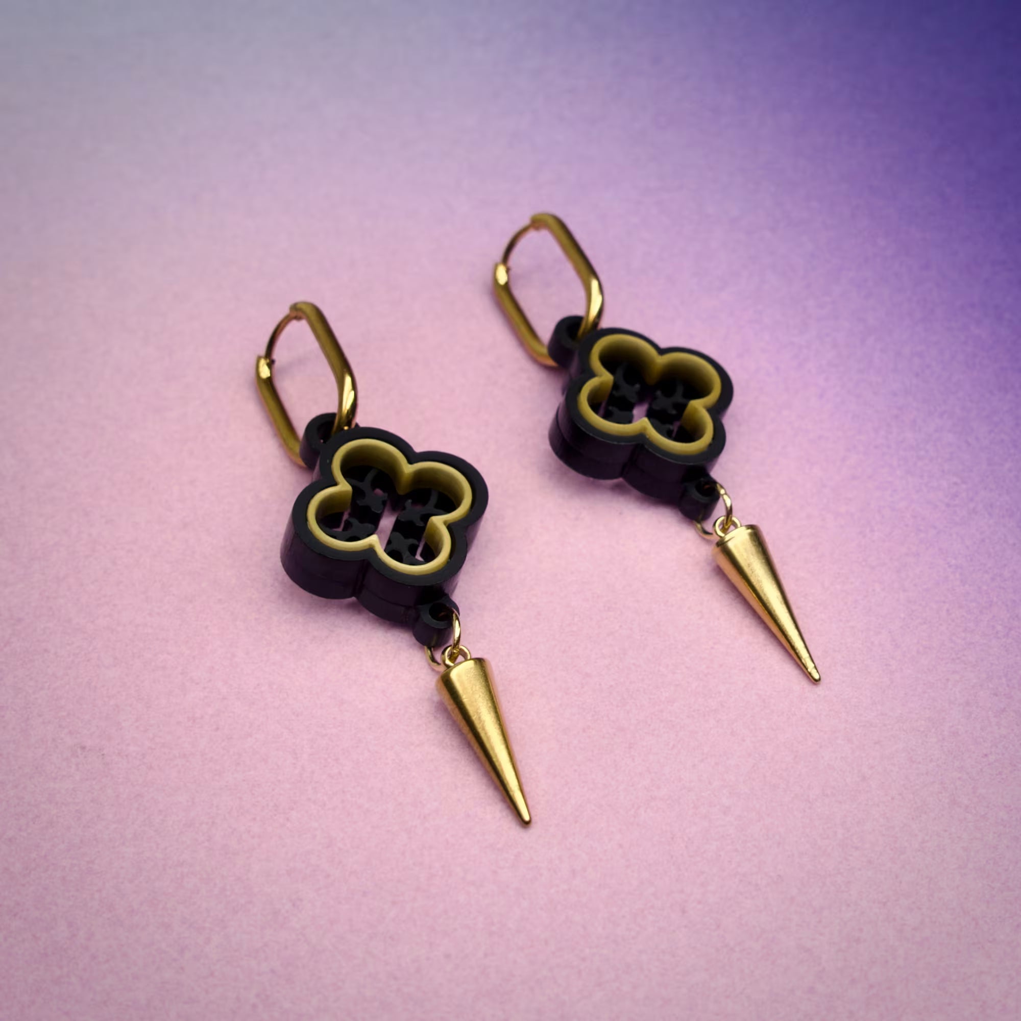 Aurum Noir Gothic Quatrefoil Cathedral Earrings