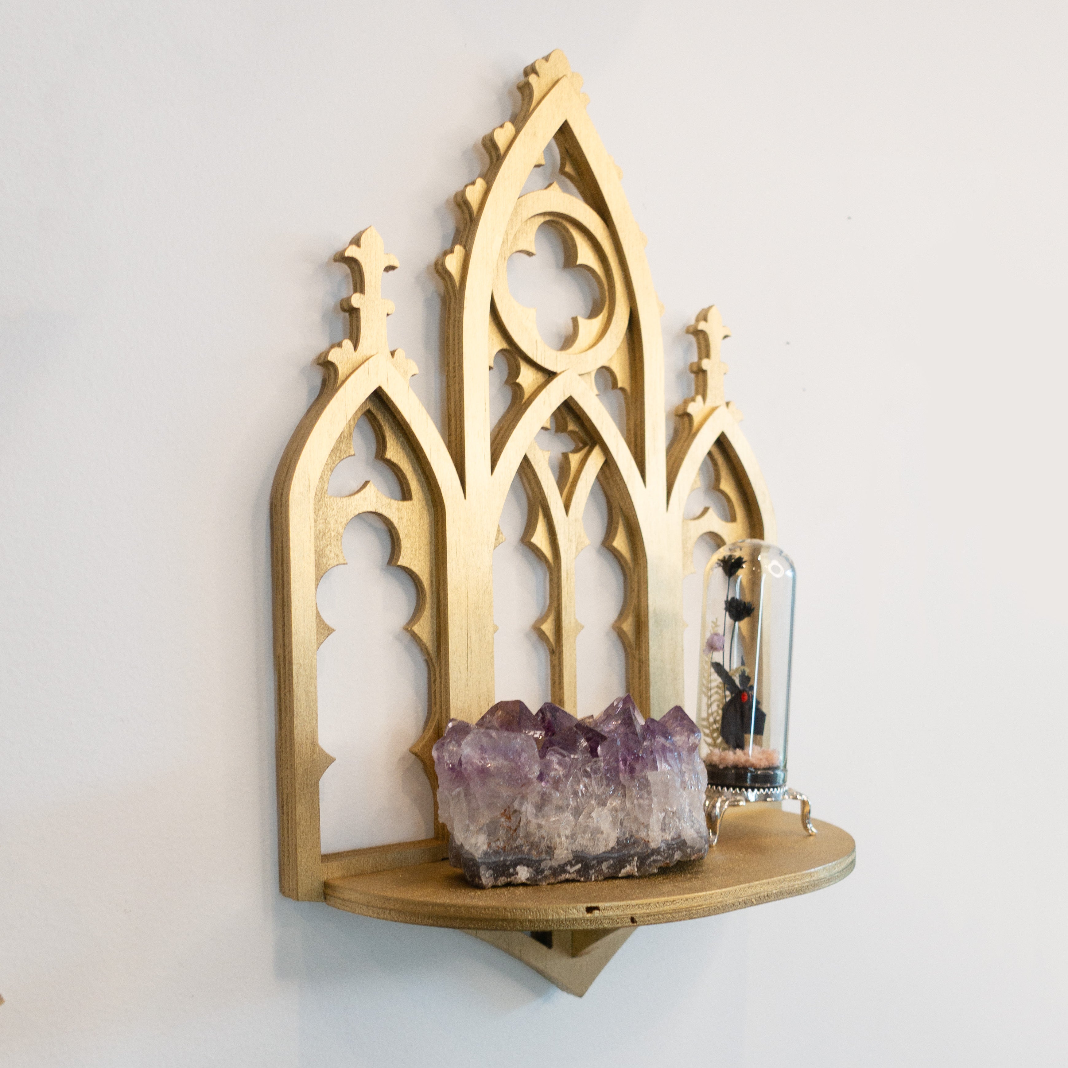 Gold Mini Gothic Cathedral Wall Shelf