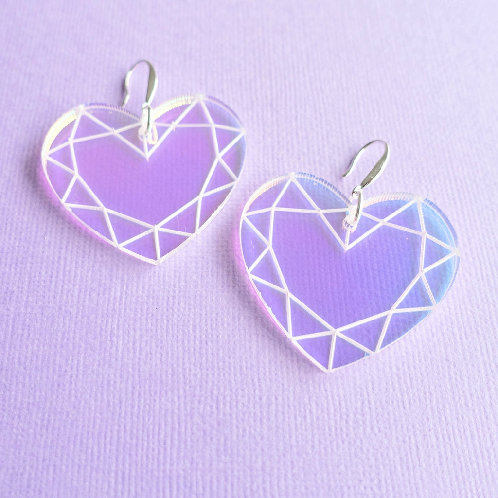 Heart Earrings - Iridescent Gem - edenki
