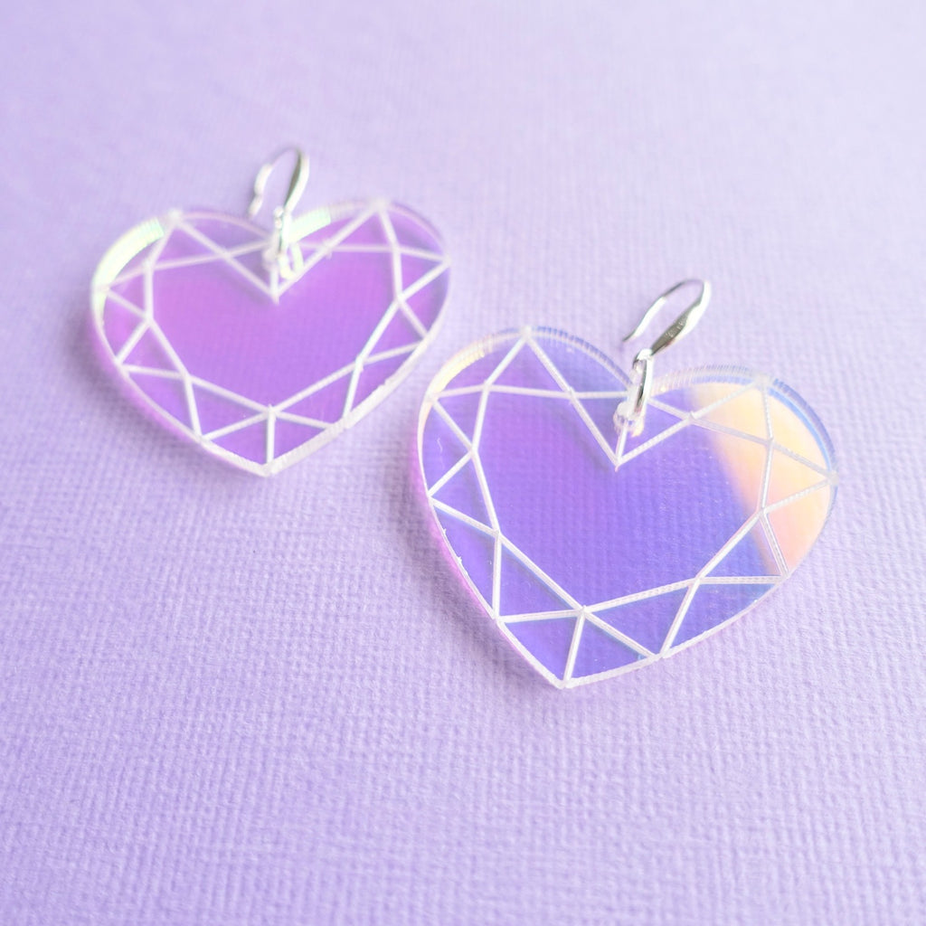 Heart Earrings - Iridescent Gem - edenki