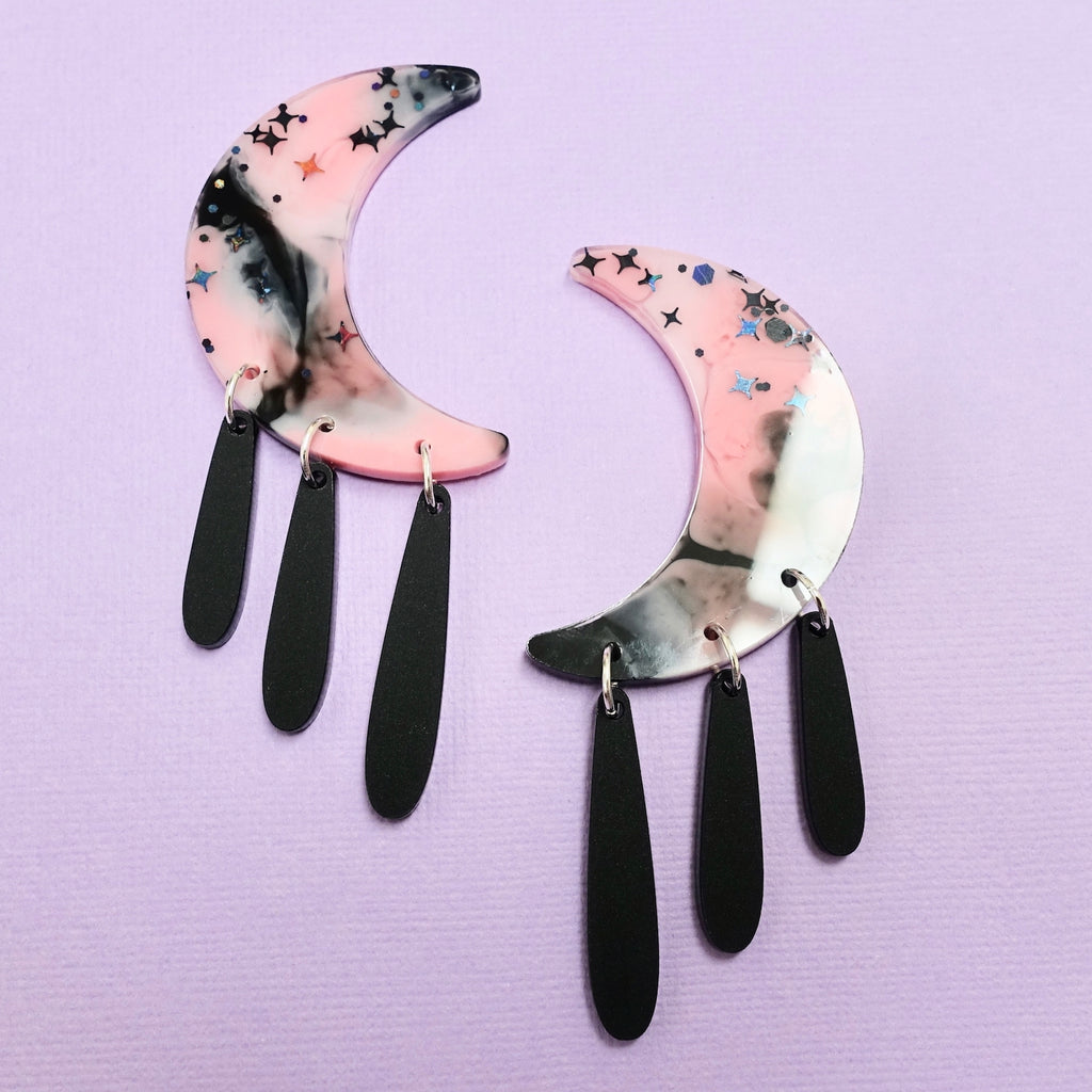 Pasiphae Resin Moon Statement Earrings - edenki