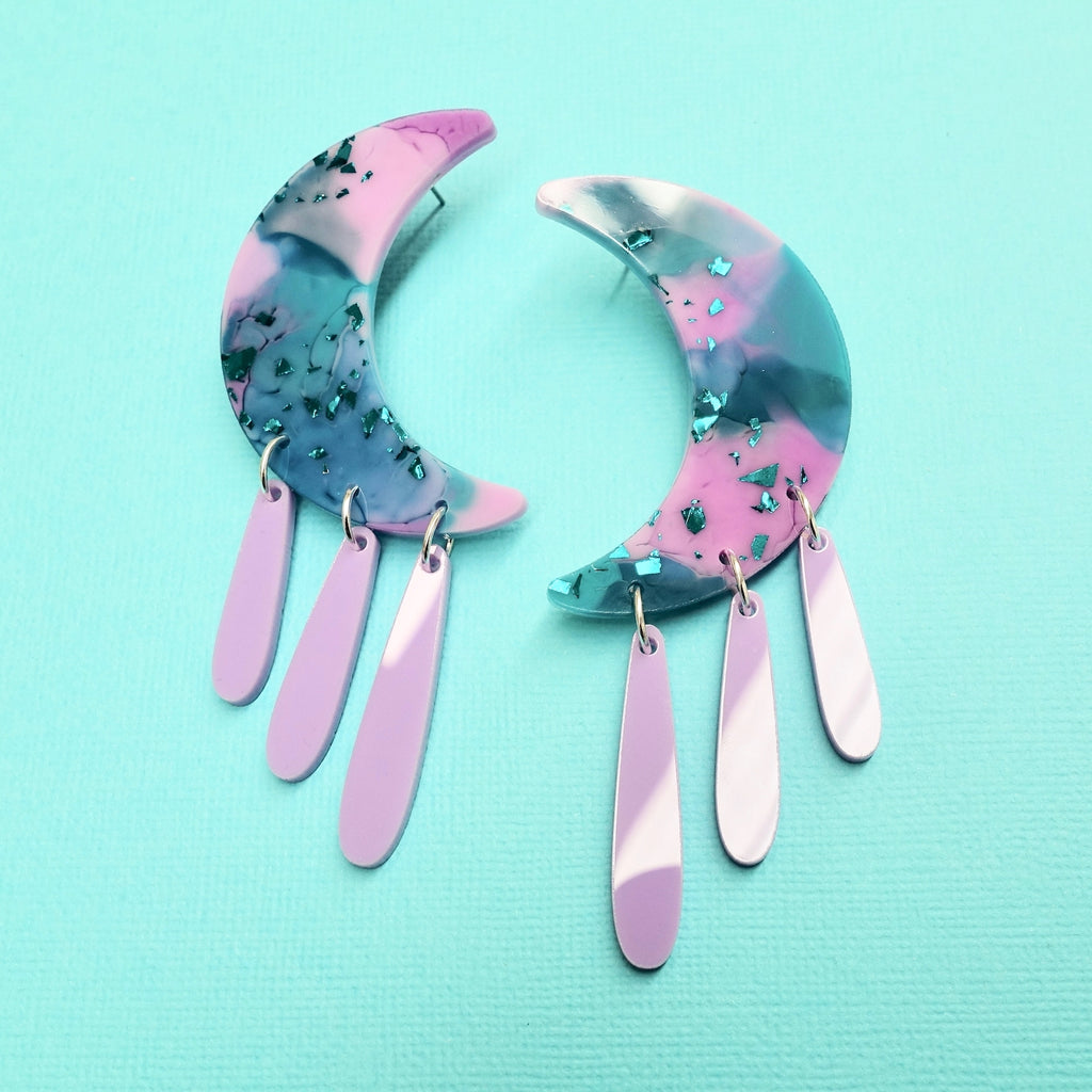 Callisto Resin Moon Statment Earrings - edenki