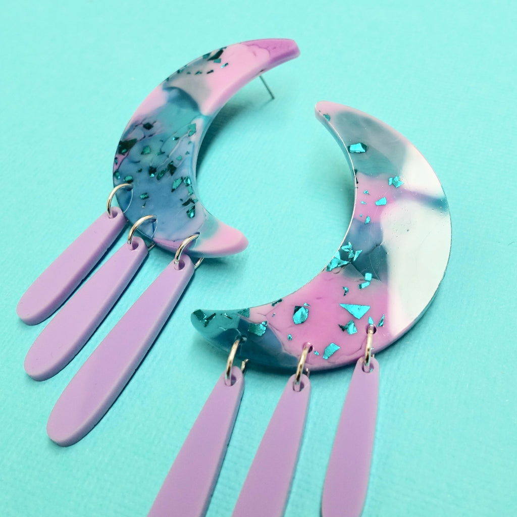 Callisto Resin Moon Statment Earrings - edenki