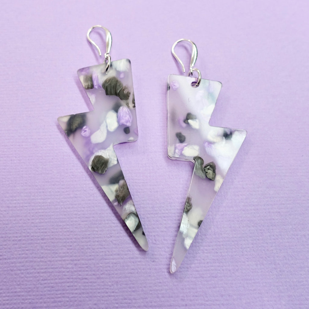 Lightning Bolt Earrings - Purple Bloom - edenki